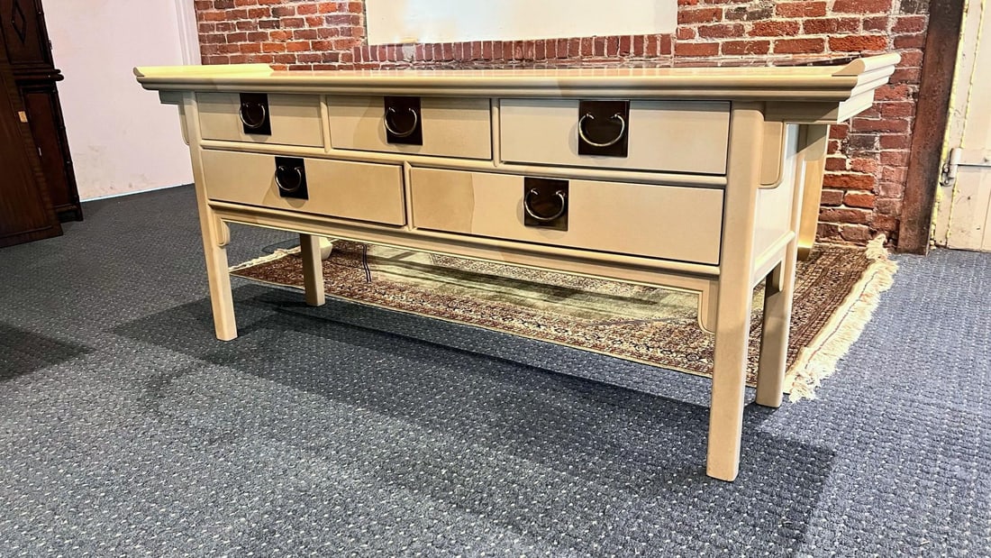 Raymond Sobota 1990s Faux Goatskin Pagoda Sideboard - 2