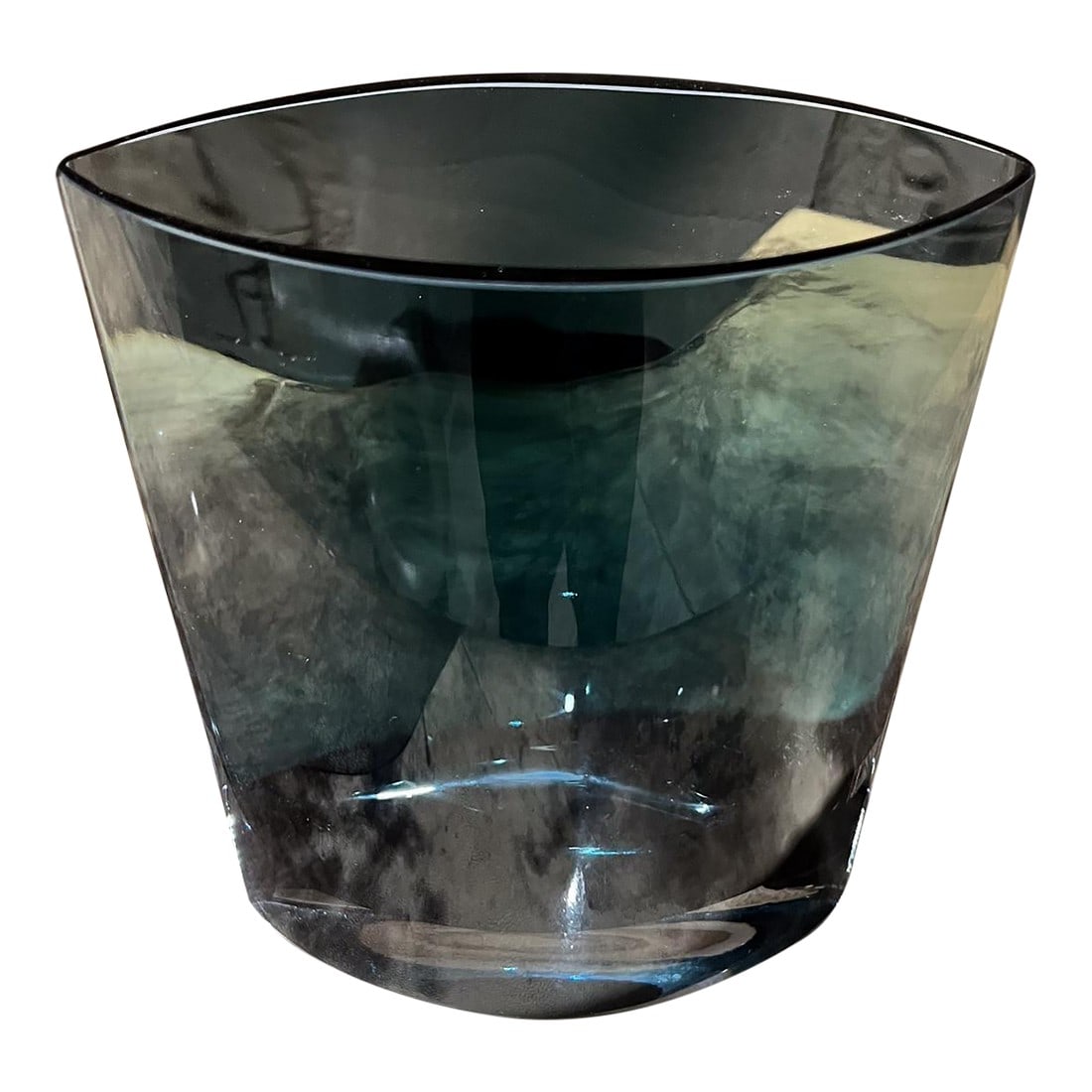 1960s Polish Lsa Crystal Glass Modernist Blue Gray Vase (1 of 8)