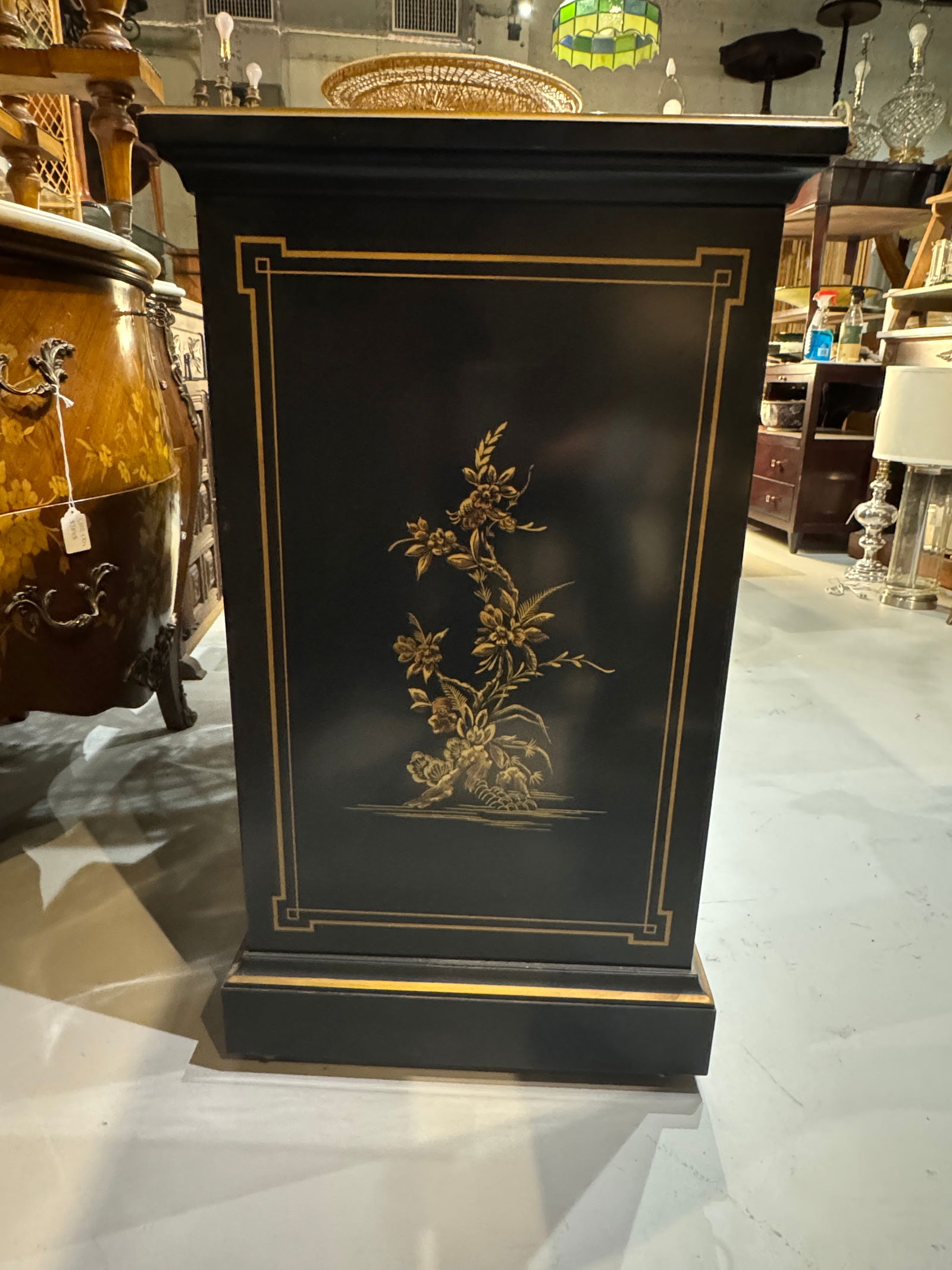 1970s Drexel Et Cetera Collection Black Lacquer Chinoiserie Buffet Server With Flip Top - 4