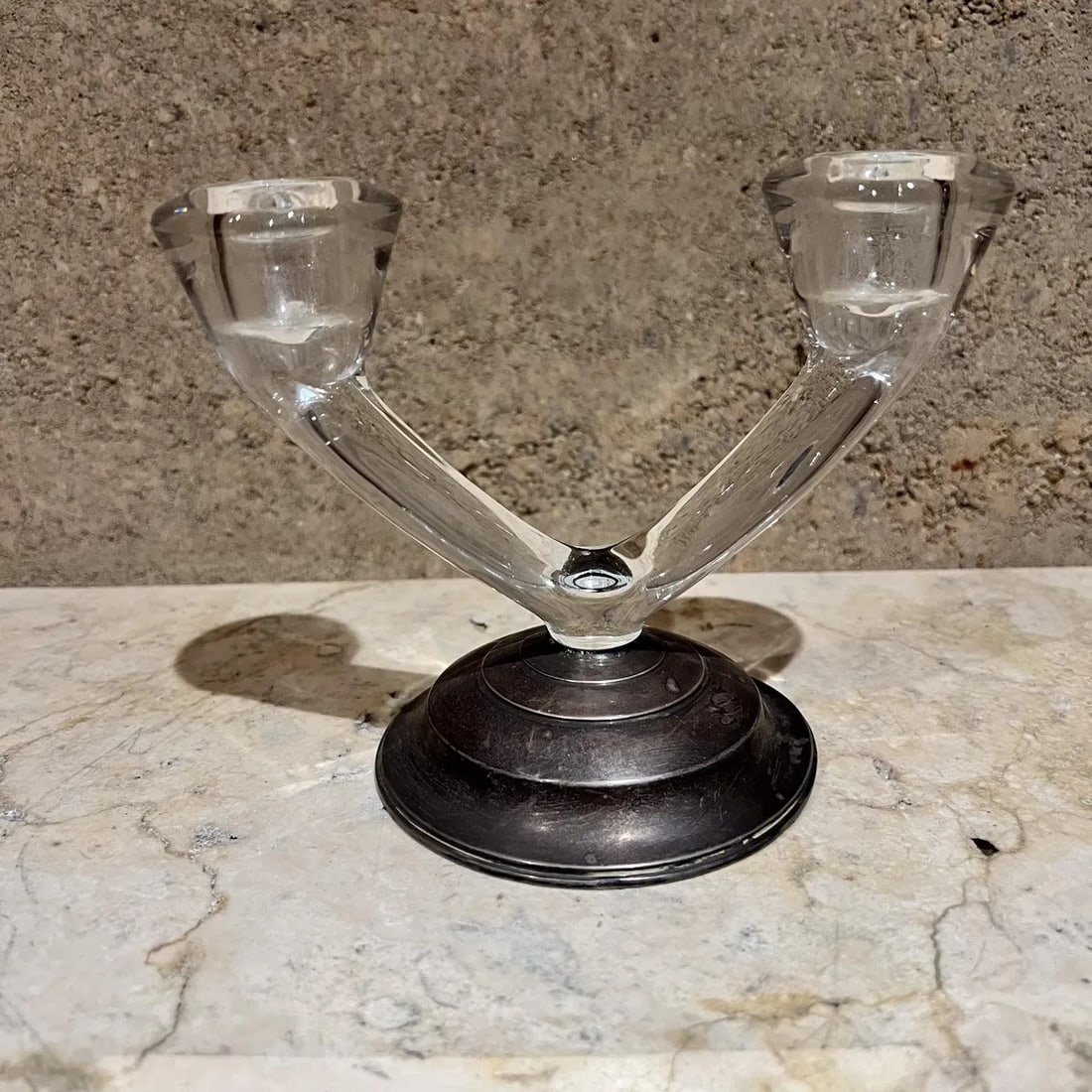 1960s W M Rogers Sterling Silver Glass Candelabra - 6