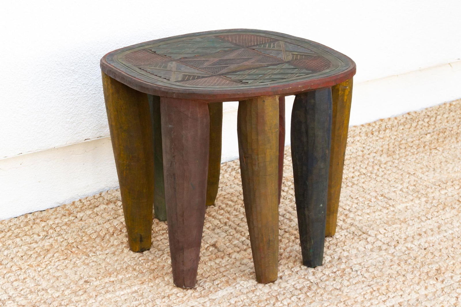 Vintage Carved Painted Tribal Nupe Table - 3