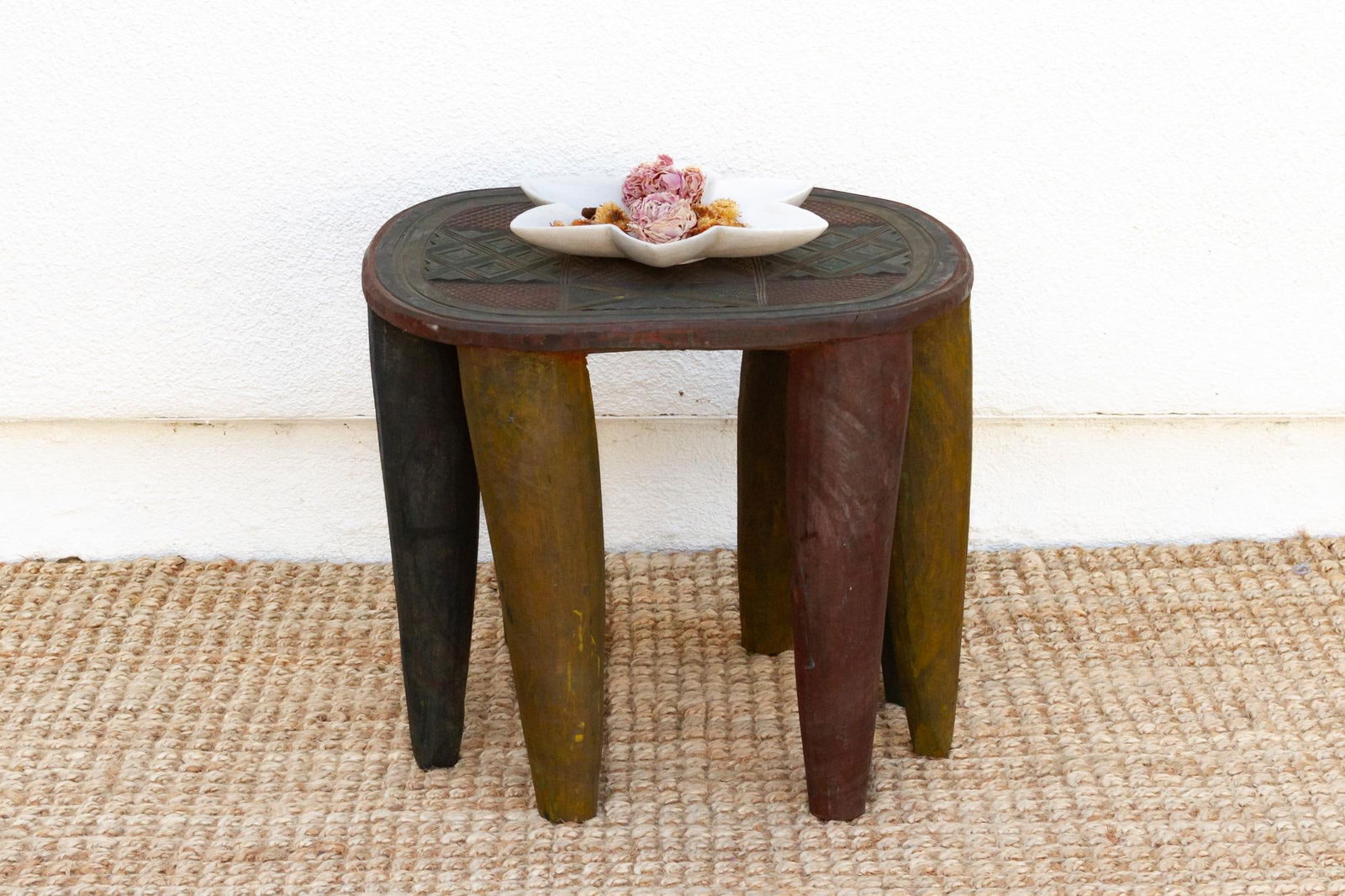 Vintage Carved Painted Tribal Nupe Table - 6