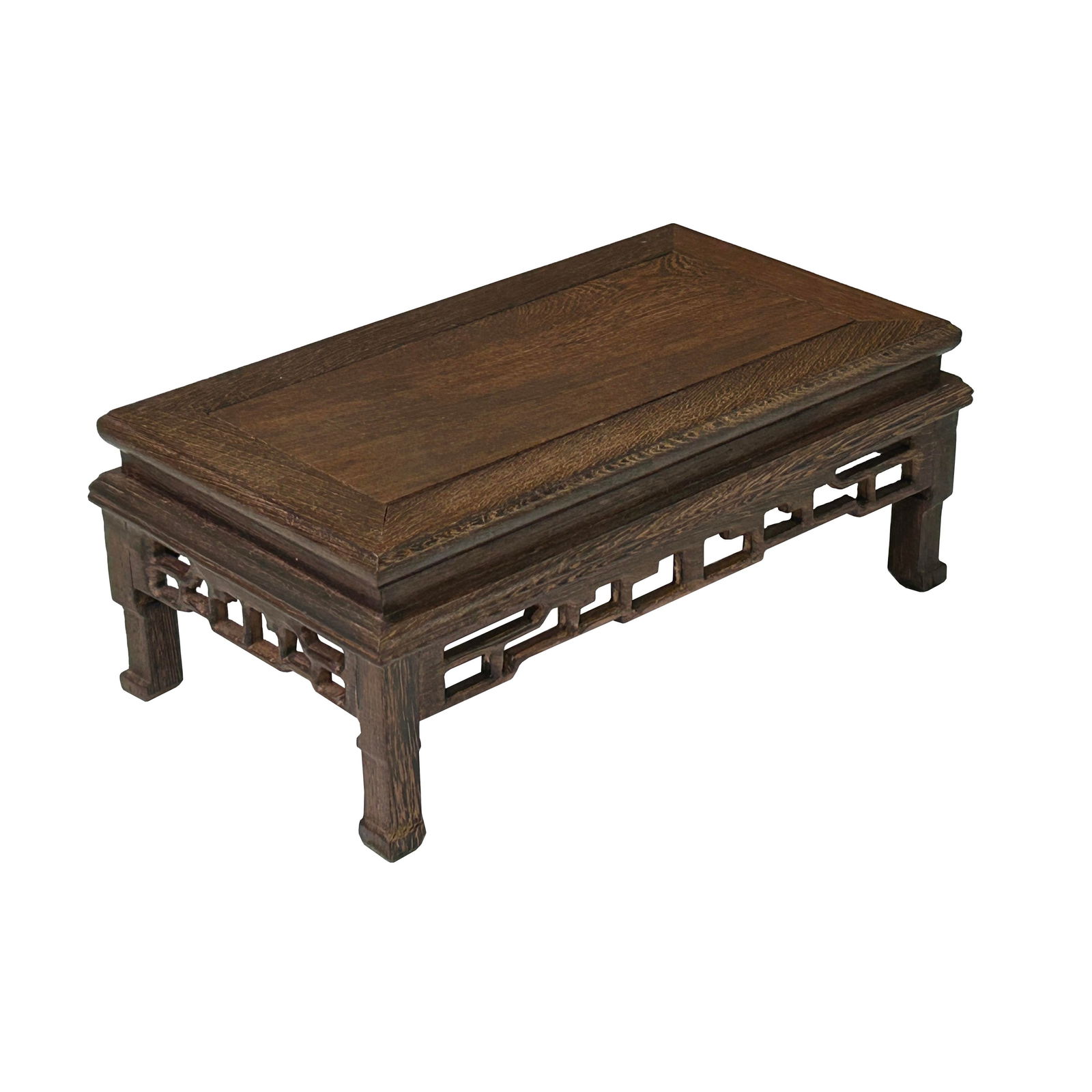 9" Light Brown Feather Pattern Rectangular Wood Display Stand Riser - 5