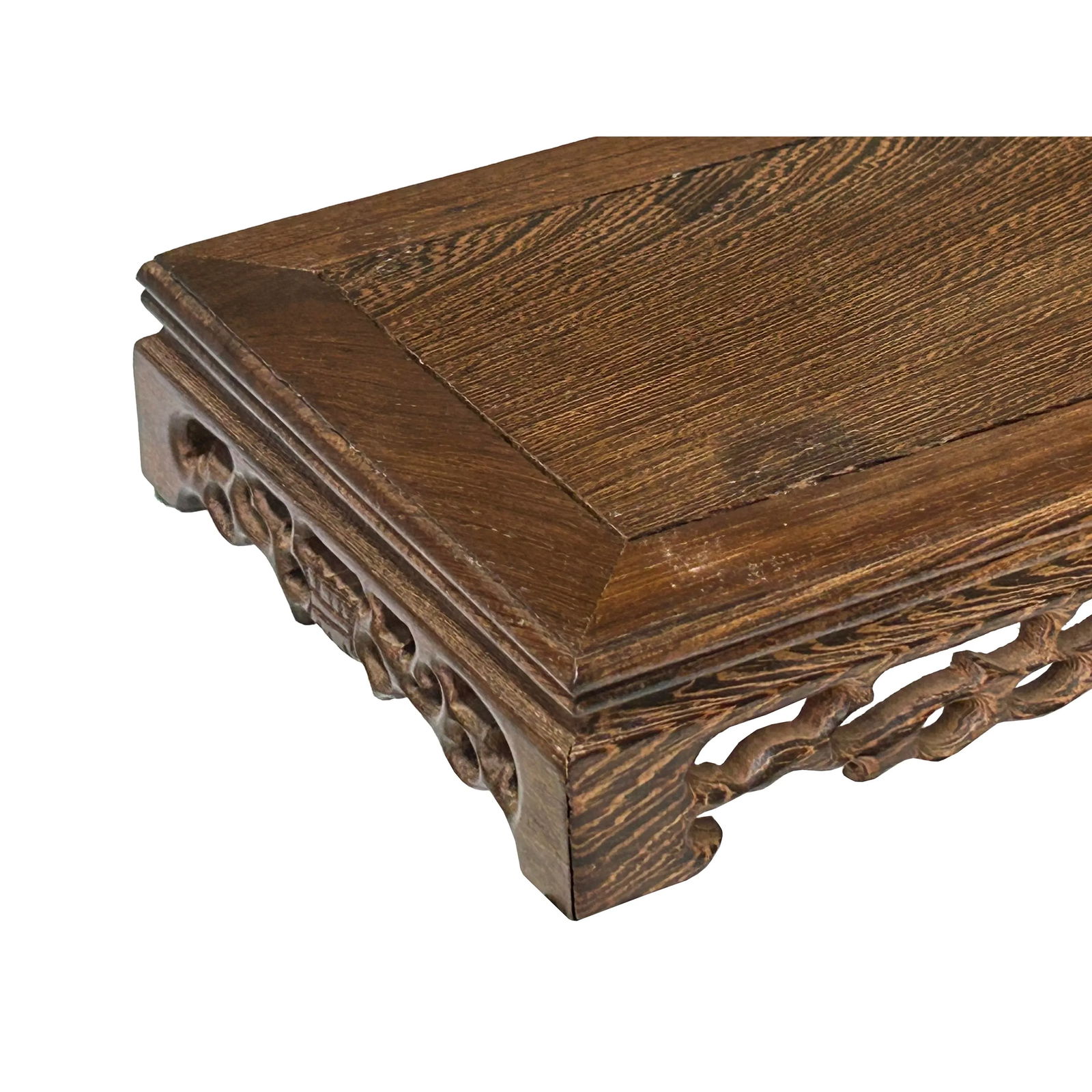 7.5" Light Brown Feather Pattern Rectangular Wood Display Stand Riser - 5