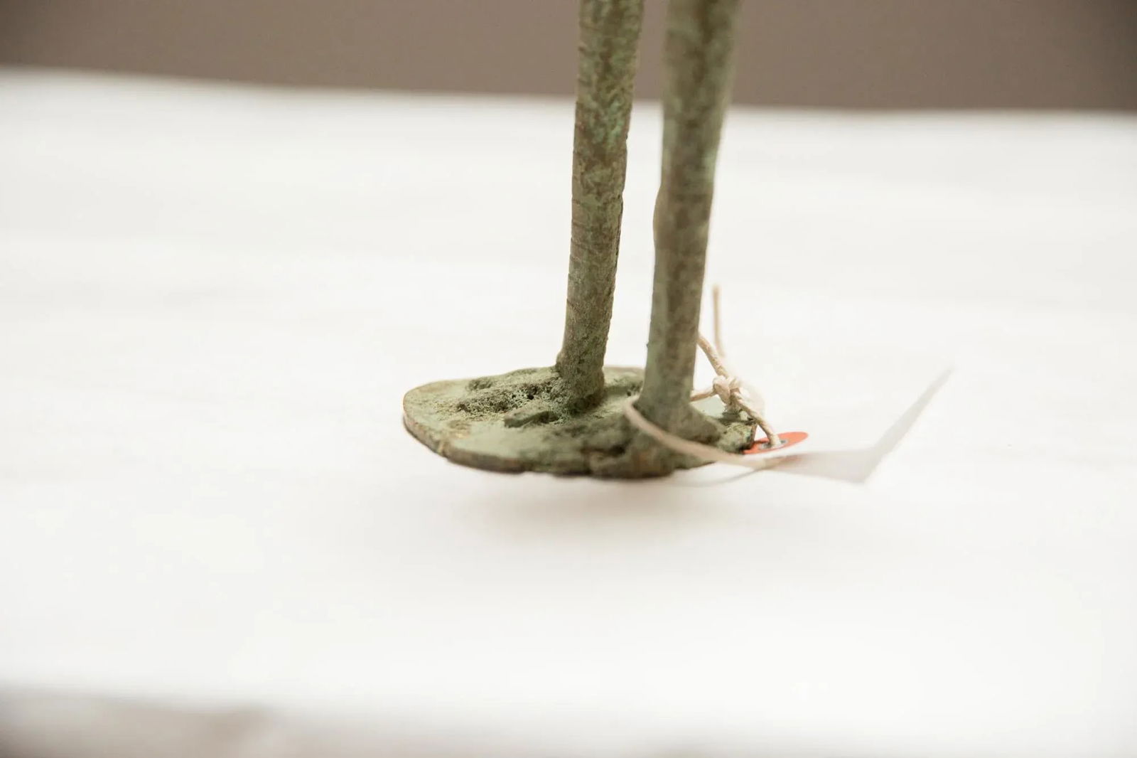 Vintage AfricanOxidized Bronze Crowned Stork With Fish - 4