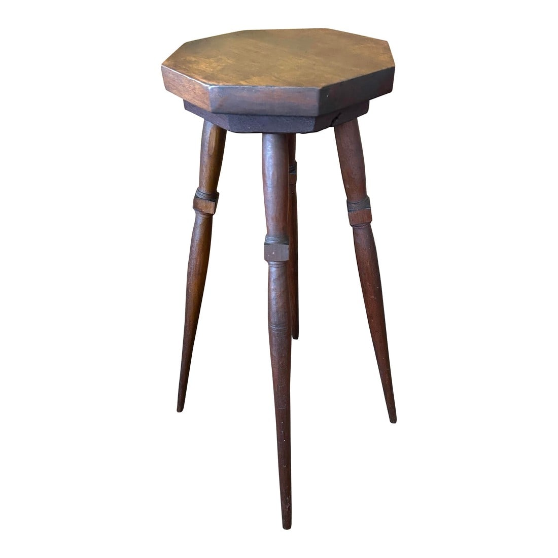 Handmade, Black Walnut Seat and Mahogany Leg Primitive Stool, Circa 1860s (1 of 10)