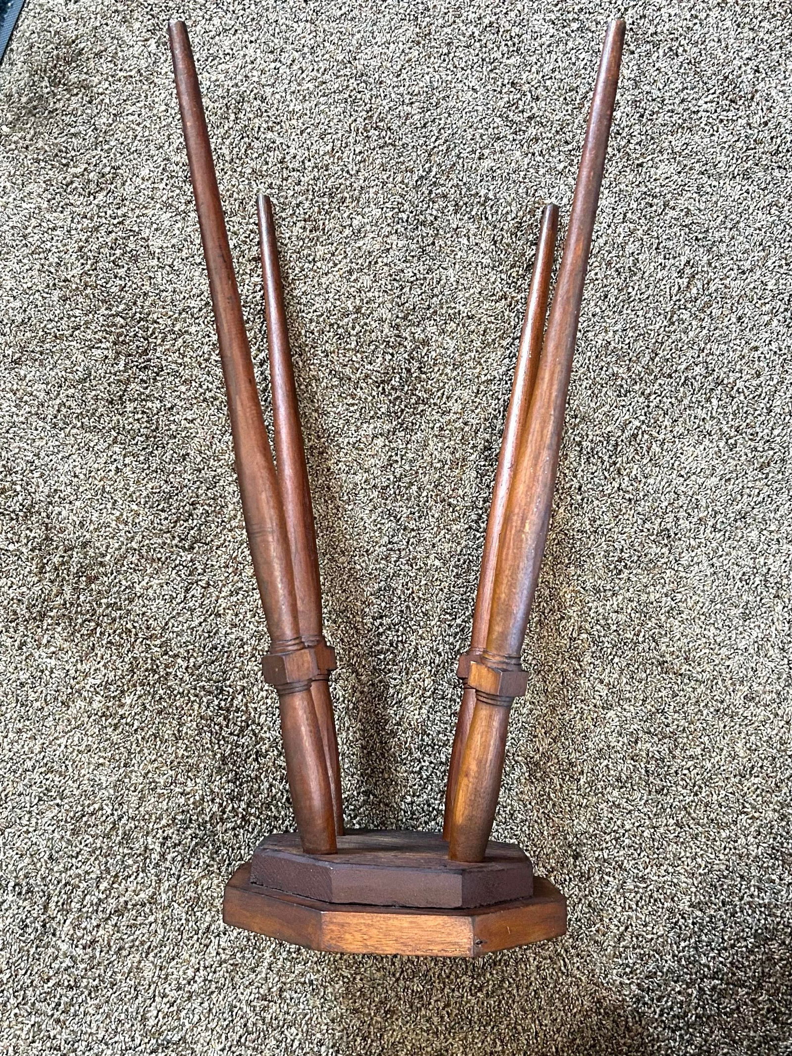 Handmade, Black Walnut Seat and Mahogany Leg Primitive Stool, Circa 1860s - 5