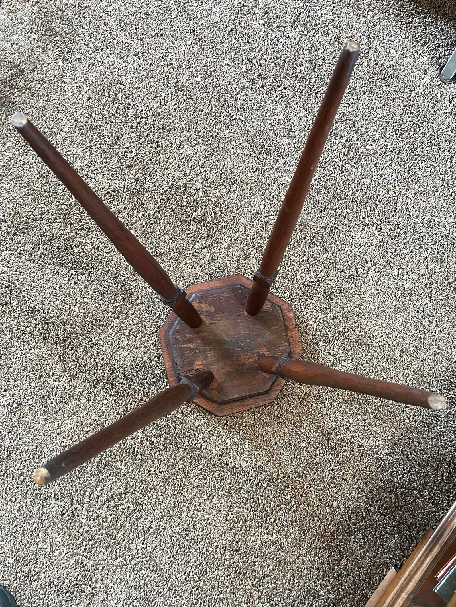 Handmade, Black Walnut Seat and Mahogany Leg Primitive Stool, Circa 1860s - 6