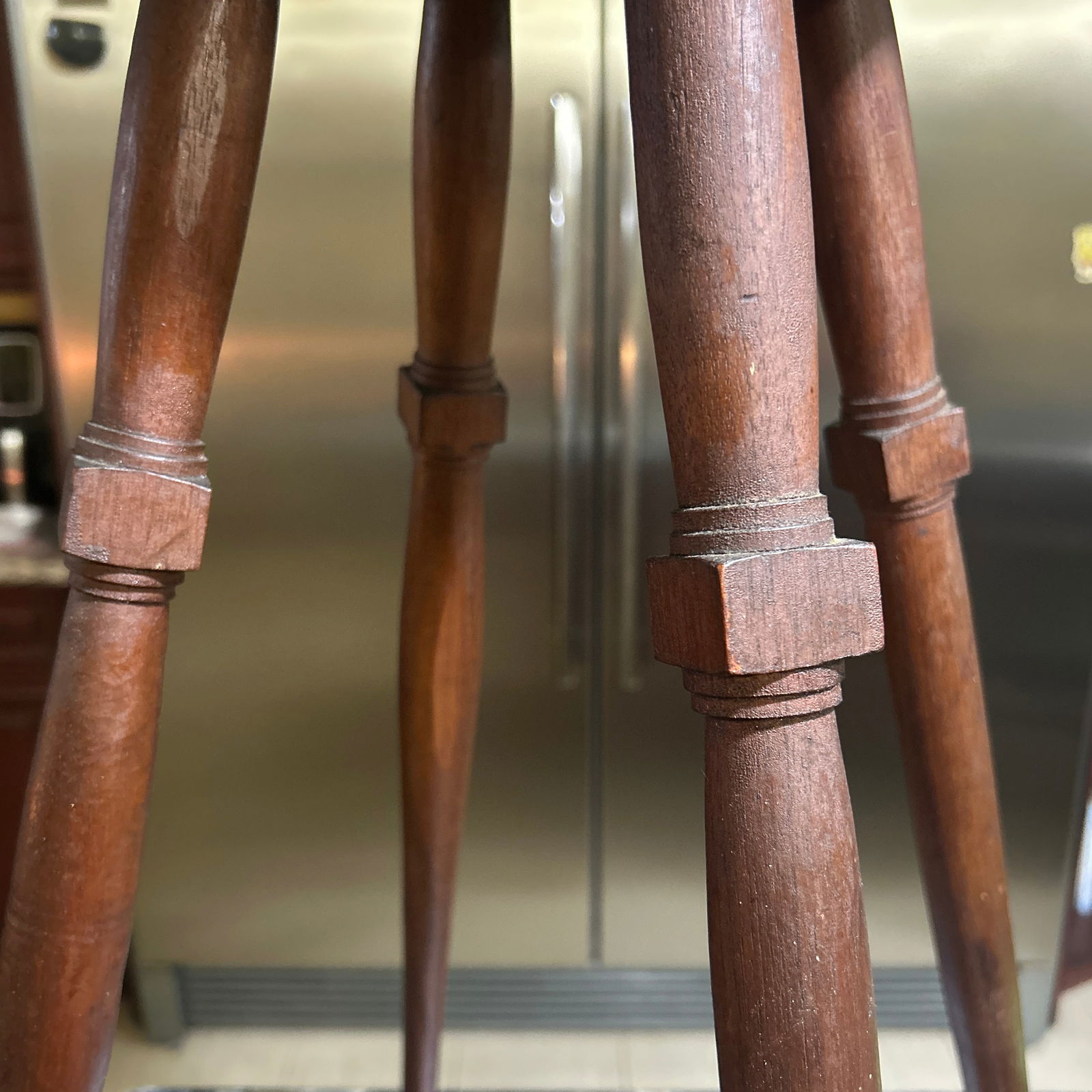 Handmade, Black Walnut Seat and Mahogany Leg Primitive Stool, Circa 1860s - 8