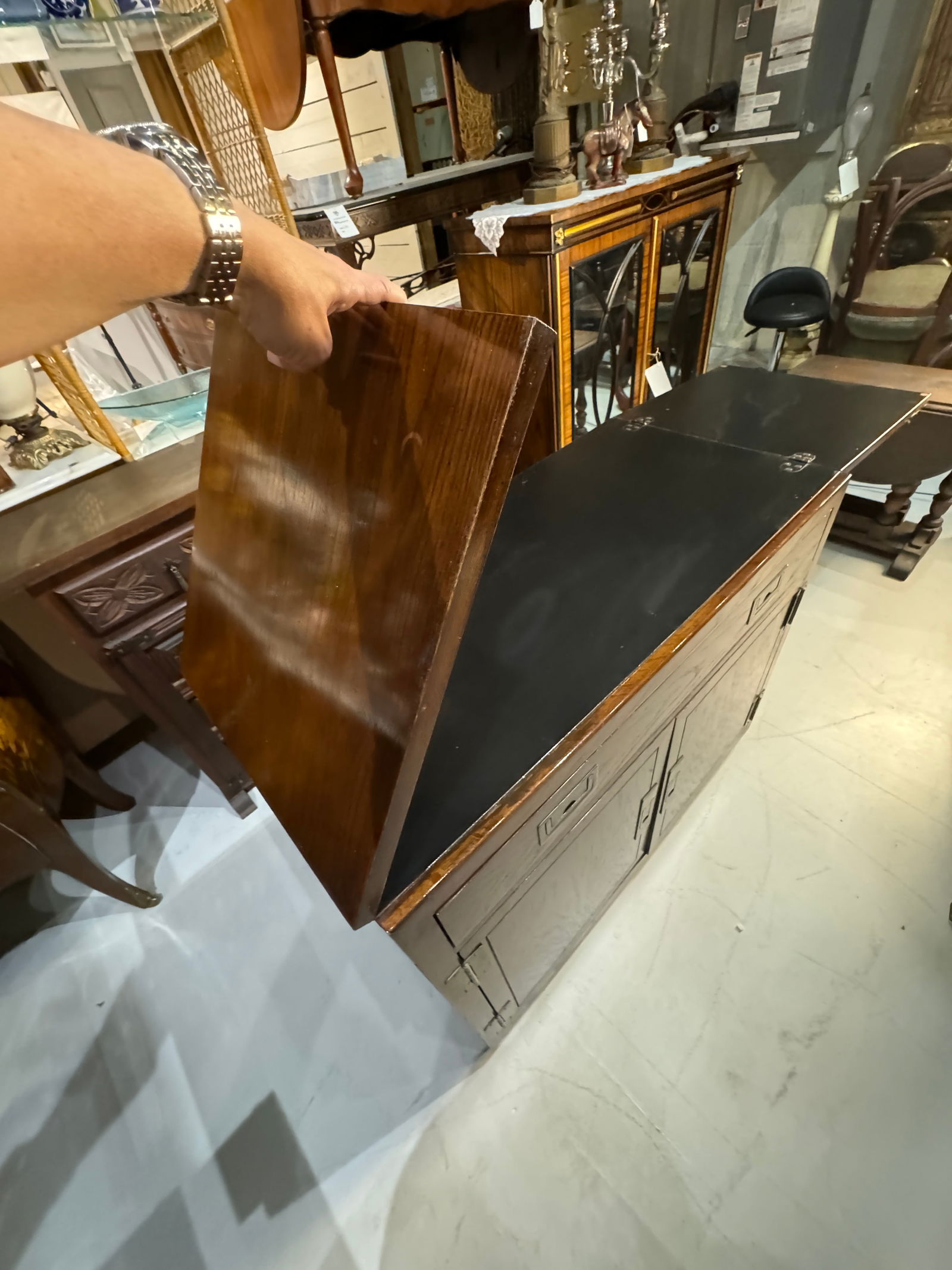 Vintage 1970s Campaign Style Server Bar Cabinet by Dixie Furniture - 7