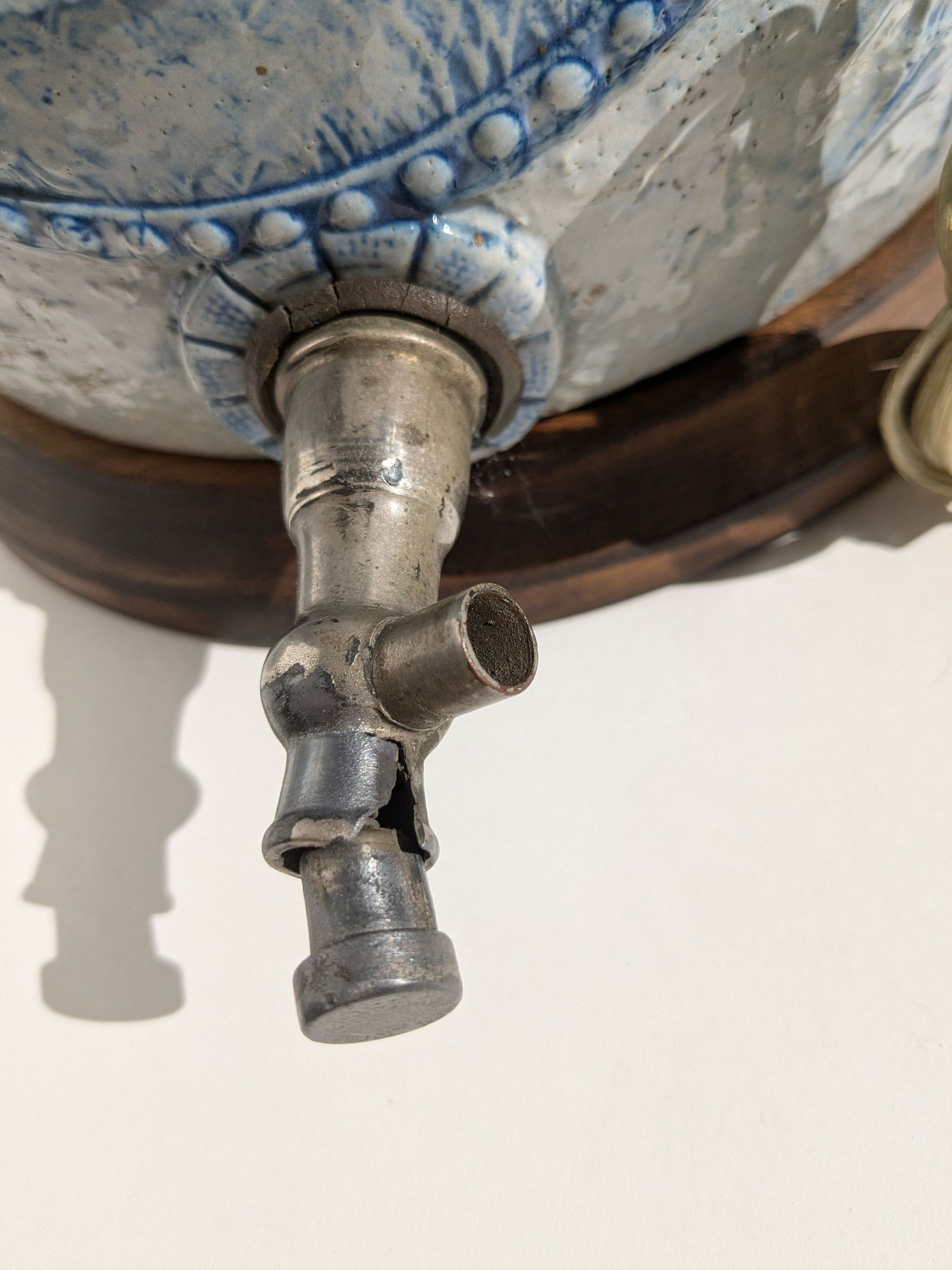 19th Century Blue Salt Glaze Stoneware Water Crock Cobalt Blue Lamp - 8