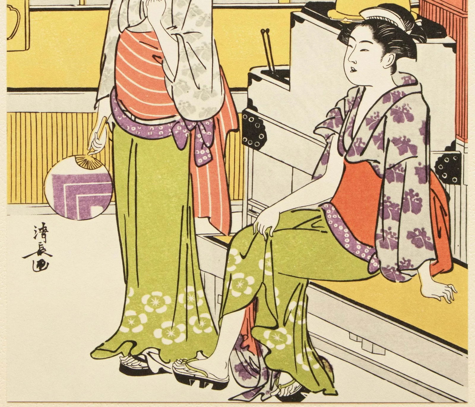 1964 After Kiyonaga "Suzumi. Enjoying the Evening Breeze", Full-Color Print From Japan - 5