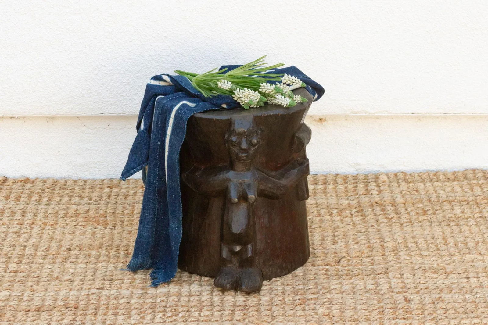 Ebonized Brown Pedestal Shango Stool - 2