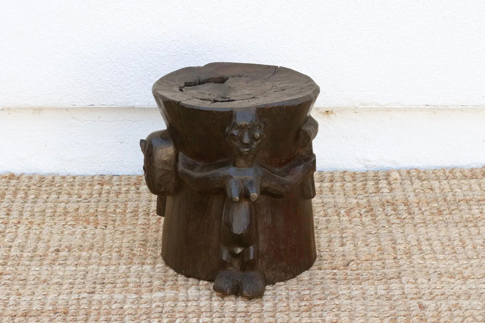 Ebonized Brown Pedestal Shango Stool - 5