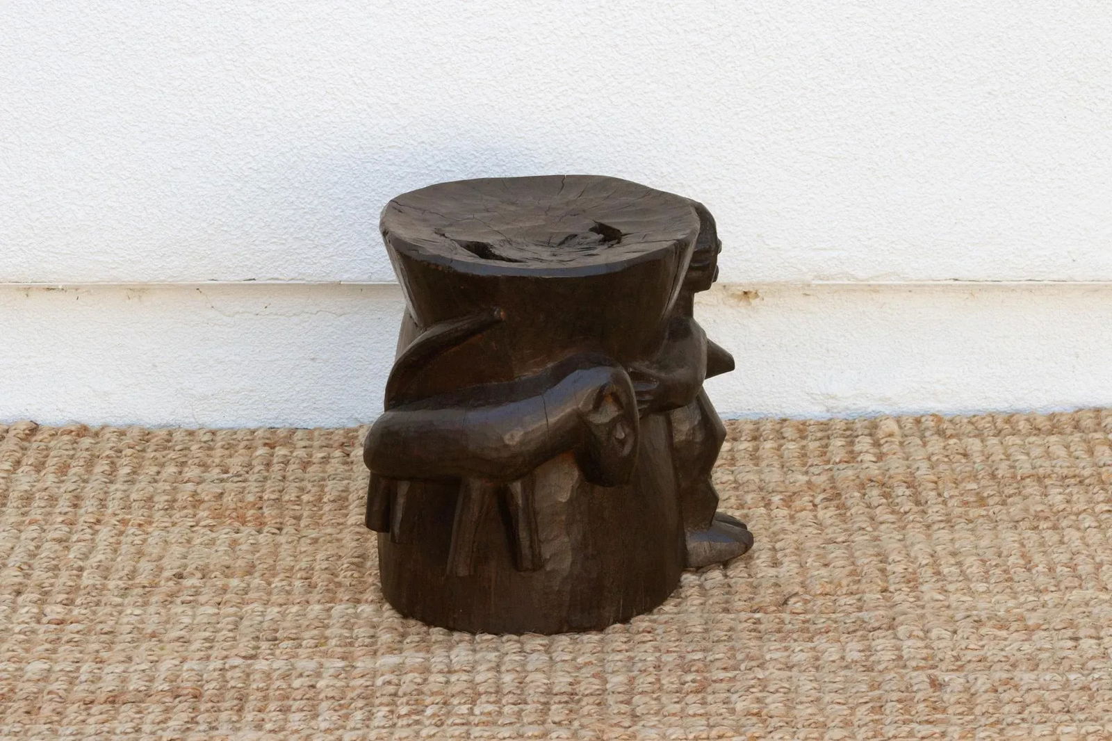 Ebonized Brown Pedestal Shango Stool - 6
