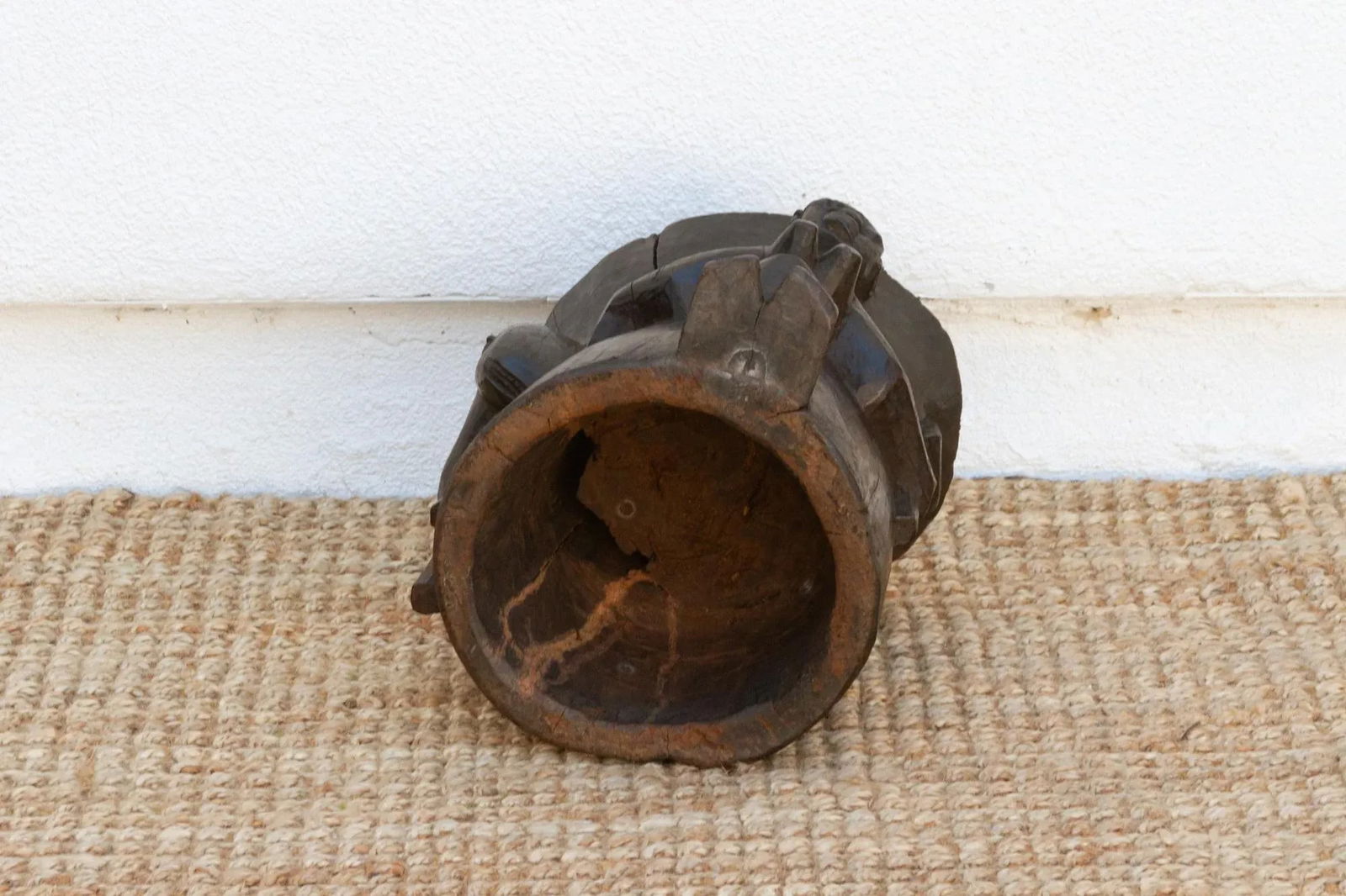 Ebonized Brown Pedestal Shango Stool - 7