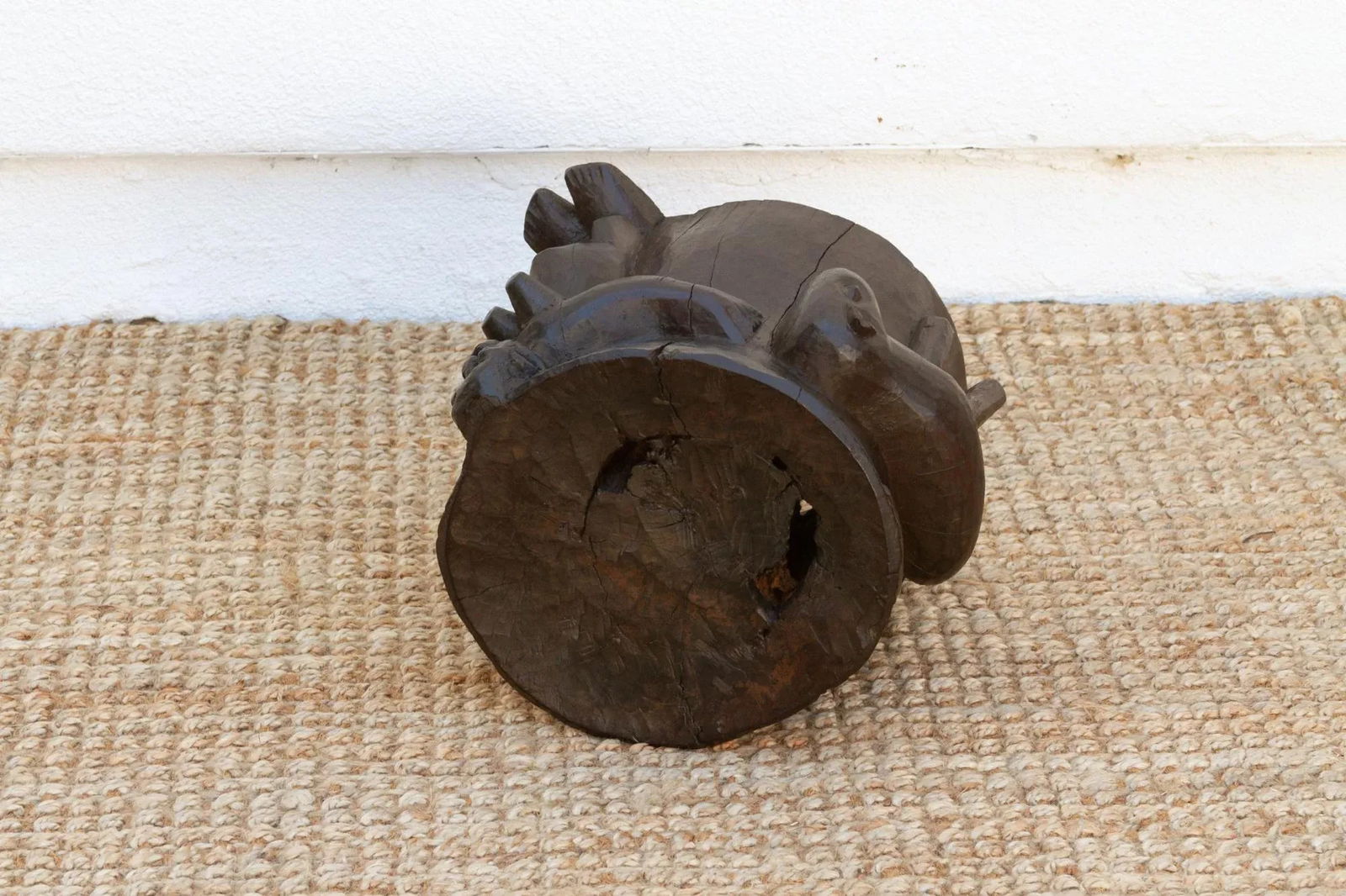 Ebonized Brown Pedestal Shango Stool - 8