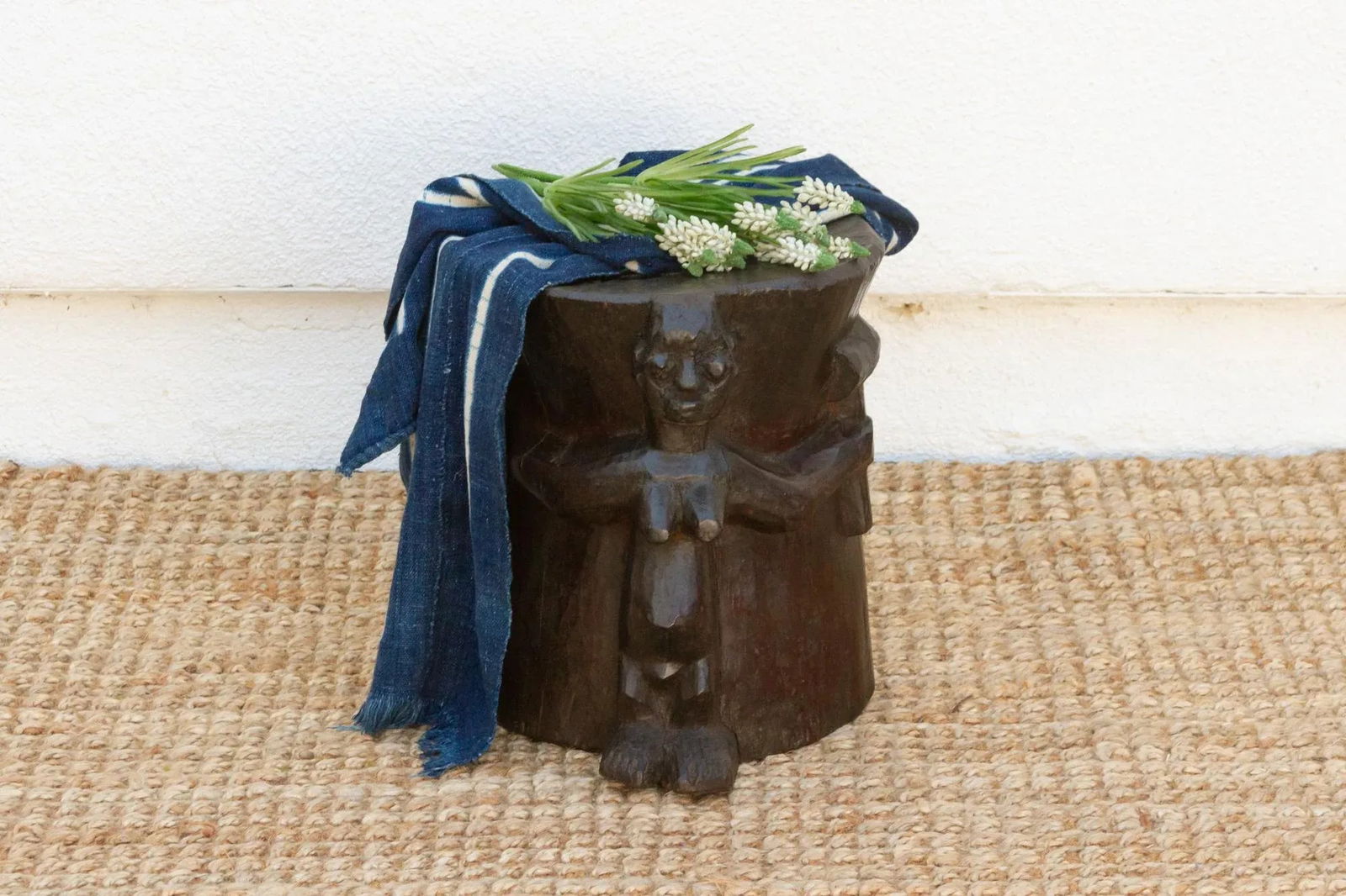 Ebonized Brown Pedestal Shango Stool - 9