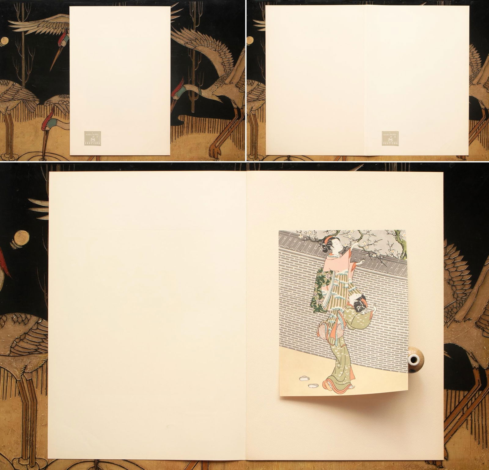 1963 After Harunobu "Picking Plum Blossoms From Neighbor's Garden", Full-Color Print From Japan - 2