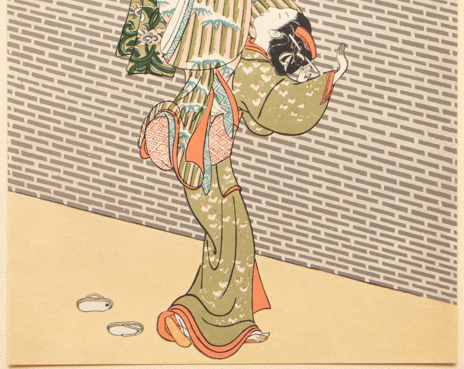 1963 After Harunobu "Picking Plum Blossoms From Neighbor's Garden", Full-Color Print From Japan - 5