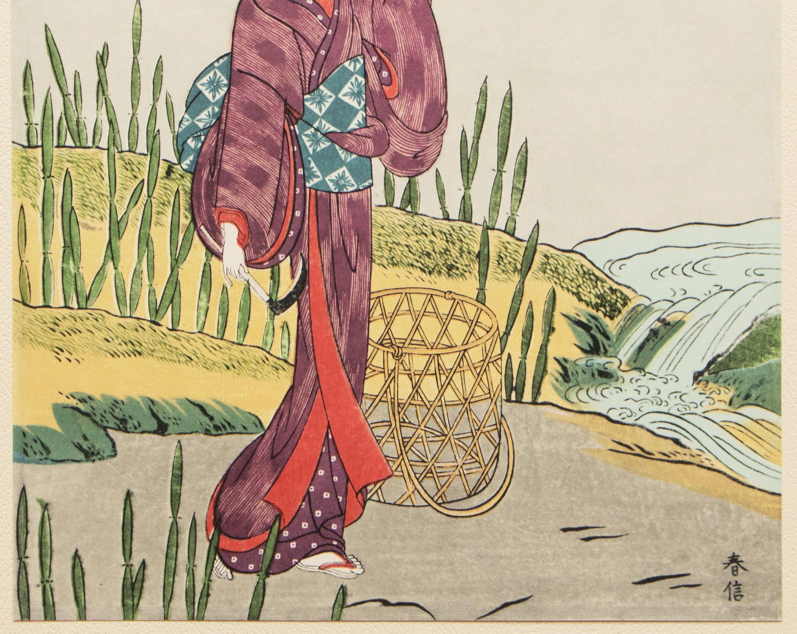 1963 After Harunobu "Hunting Scouring Rush", Full-Color Print From Japan - 6