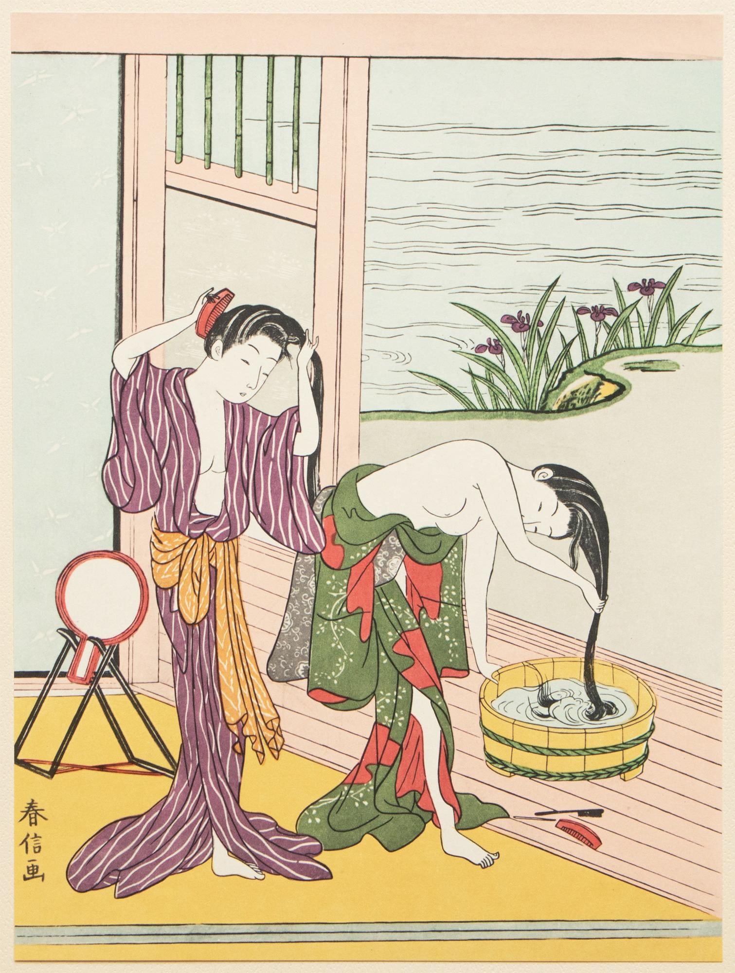 1963 After Harunobu "Washing Hair", Full-Color Print From Japan - 4