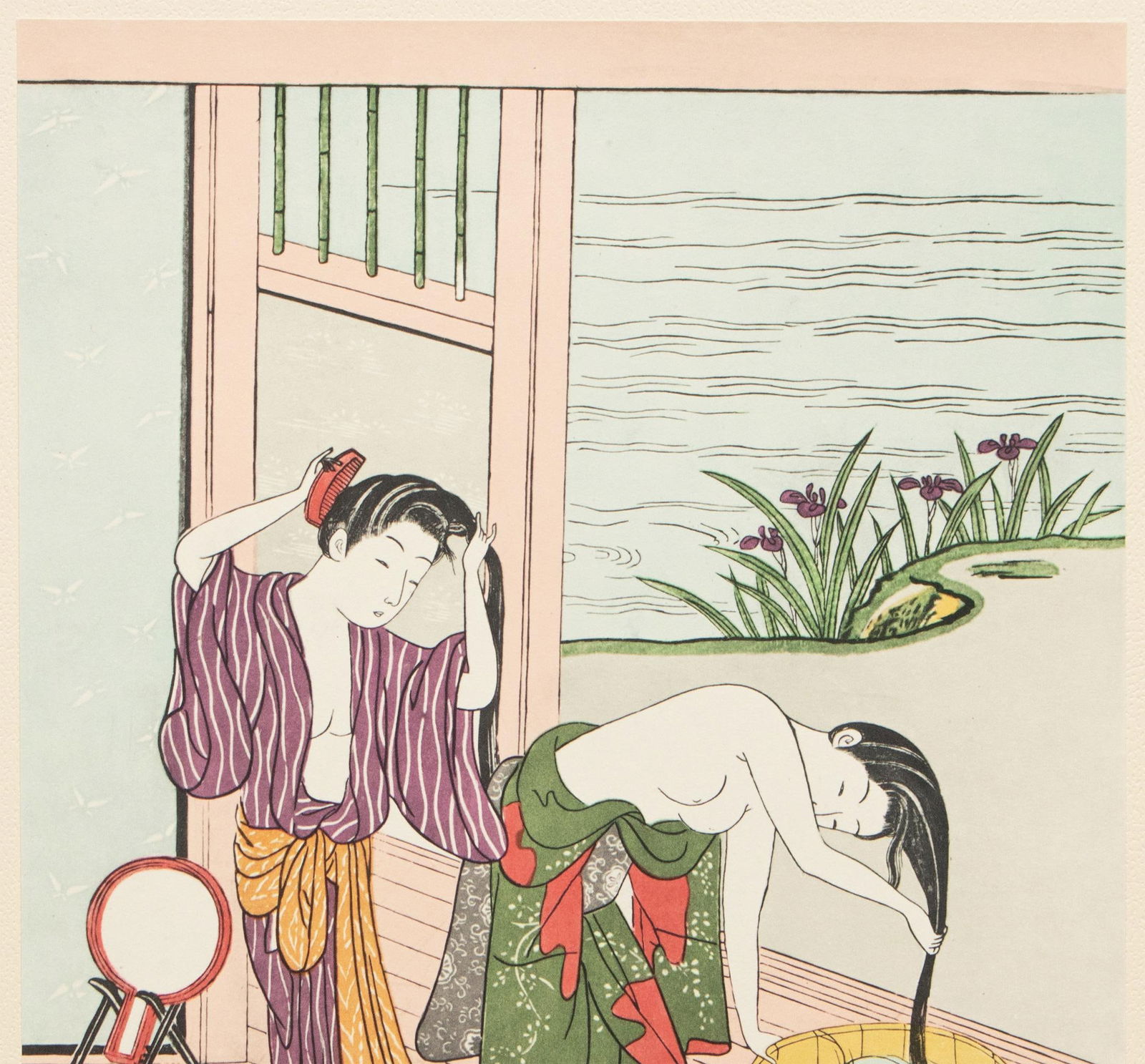 1963 After Harunobu "Washing Hair", Full-Color Print From Japan - 5