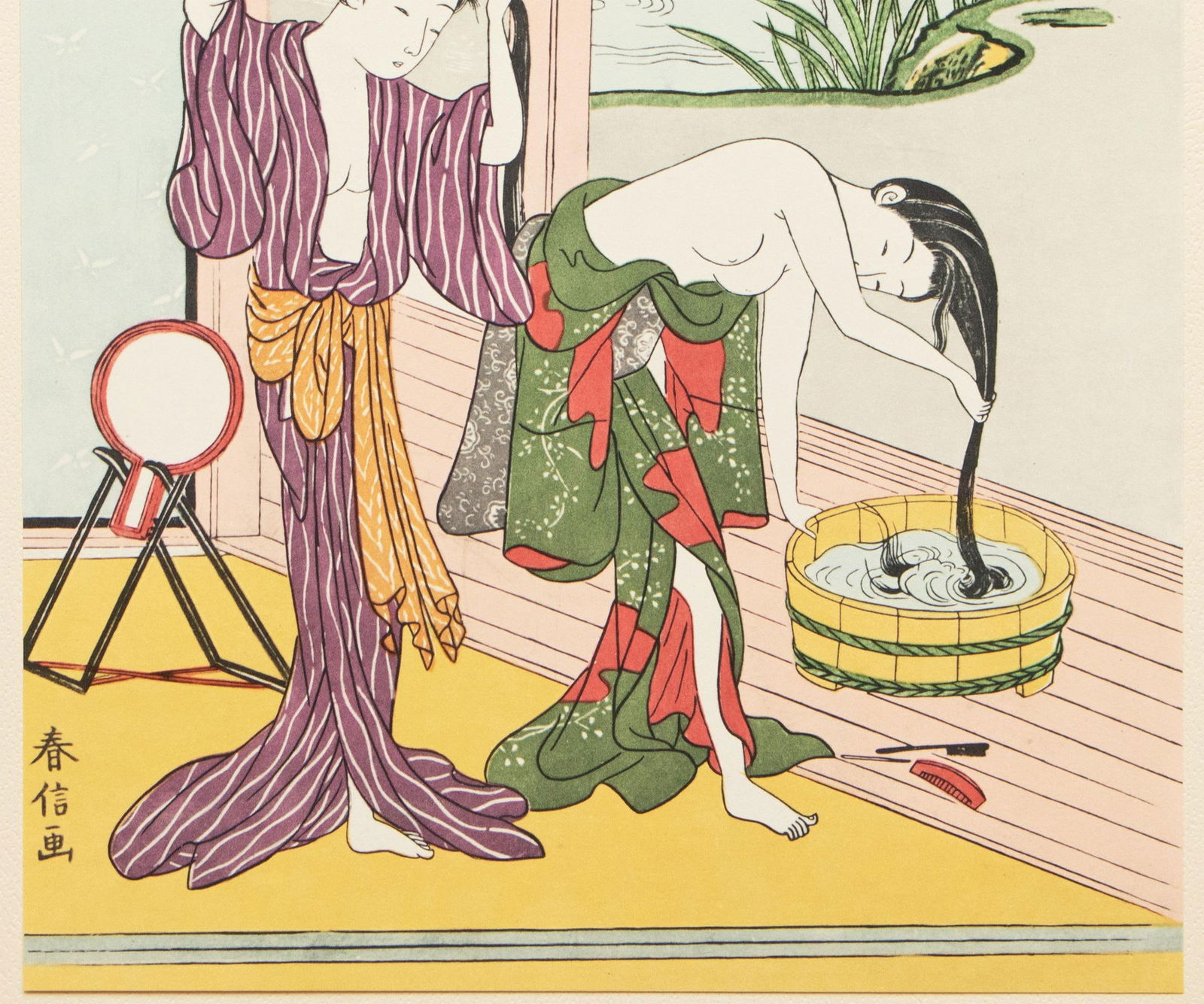 1963 After Harunobu "Washing Hair", Full-Color Print From Japan - 6