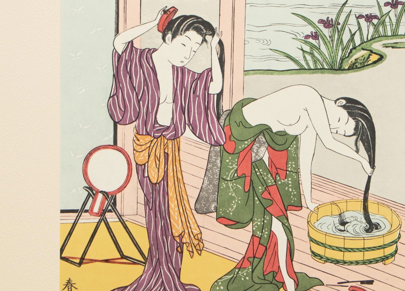 1963 After Harunobu "Washing Hair", Full-Color Print From Japan - 7