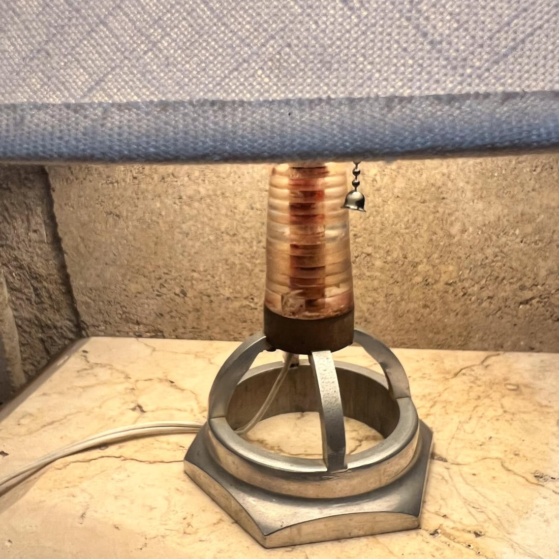 1980s Small Aluminum Table Lamp Geometric Form - 2