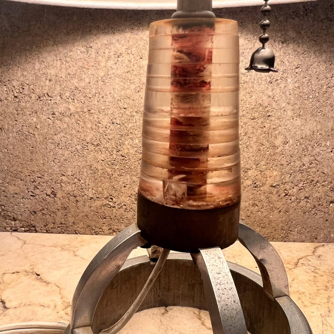 1980s Small Aluminum Table Lamp Geometric Form - 8