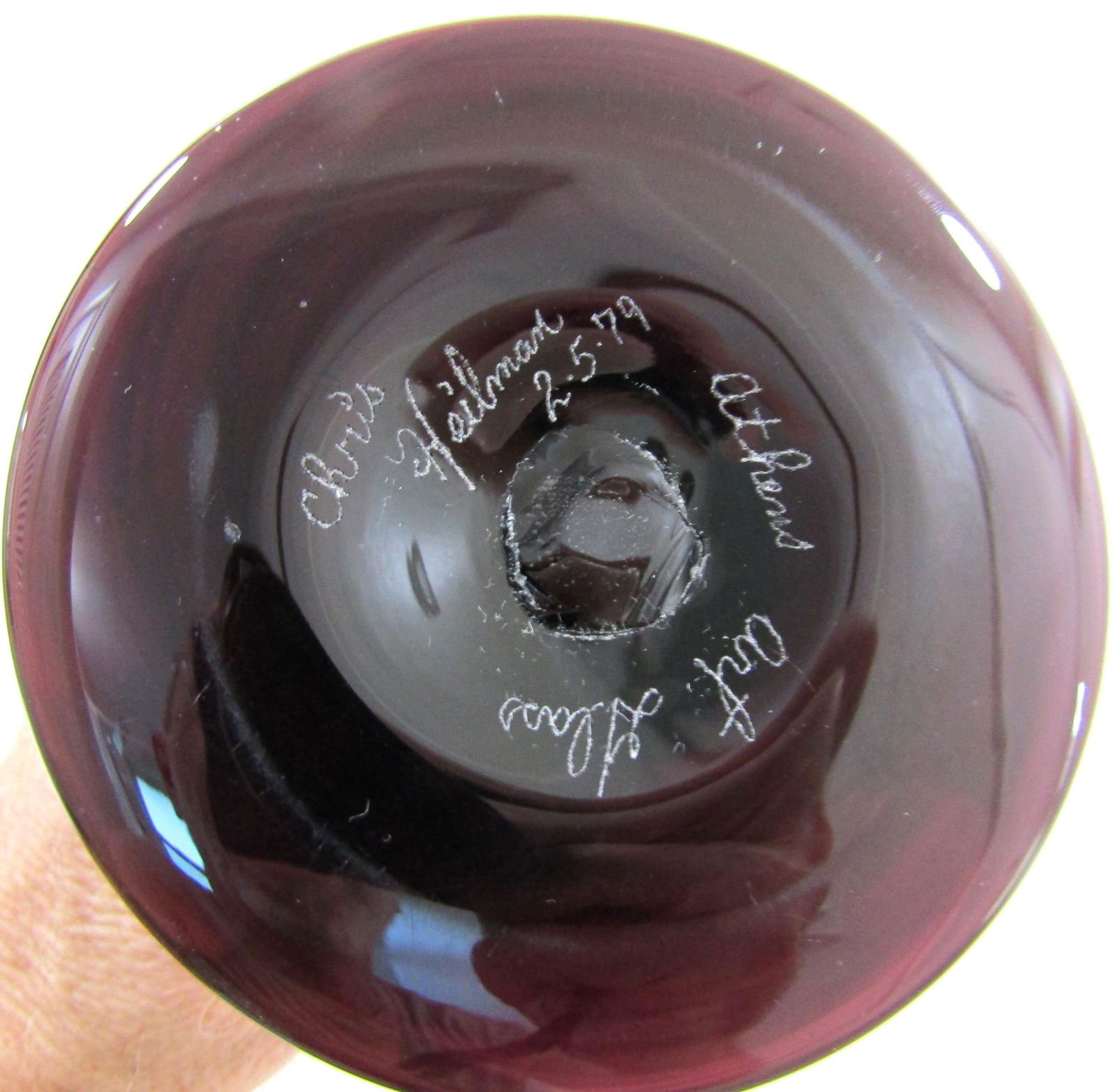 Vintage Original Chris Heilman Athens Art Glass Vase Hand Made Signed 1979 - 12