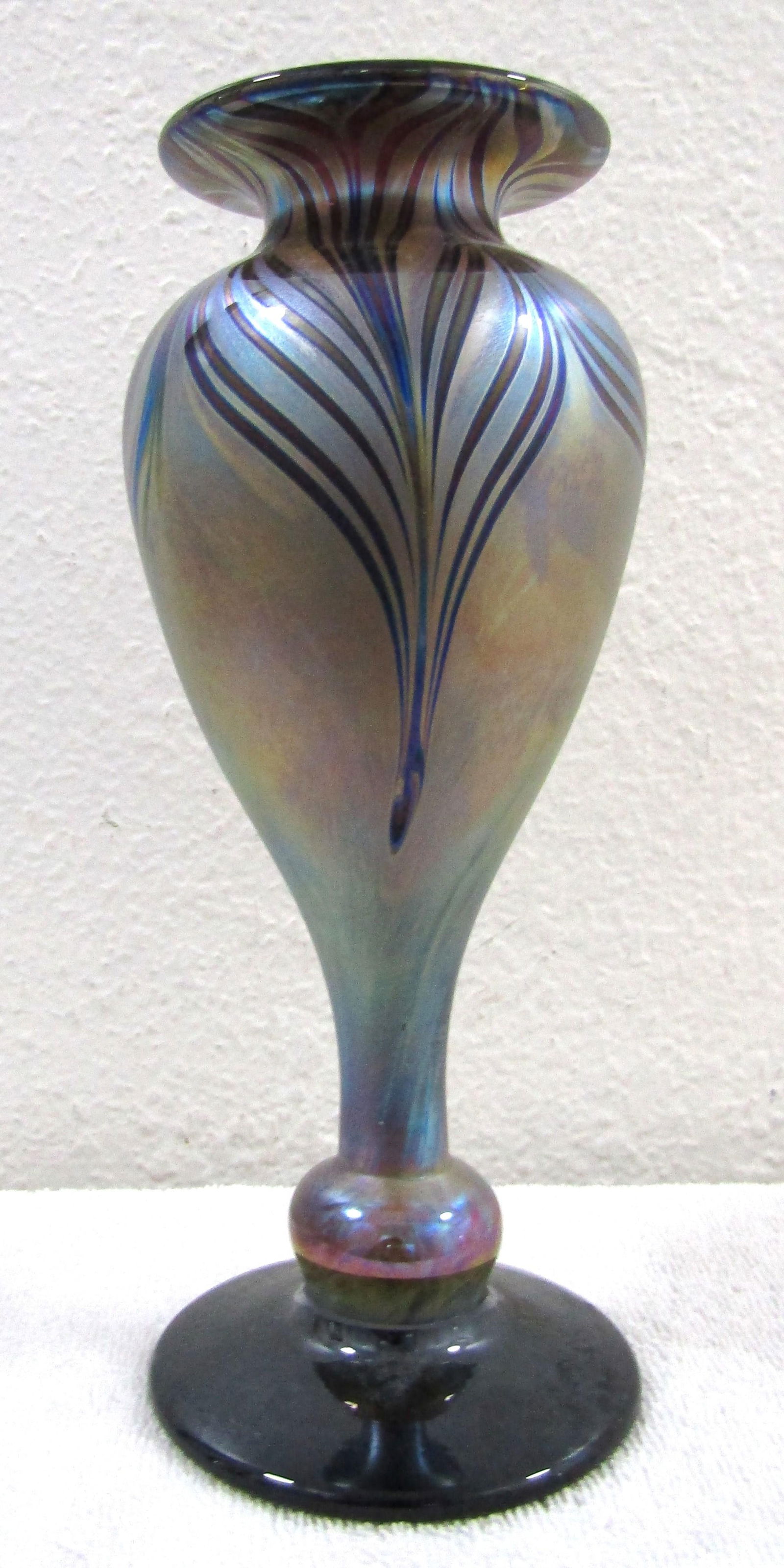 Vintage Original Chris Heilman Athens Art Glass Vase Hand Made Signed 1979 - 3