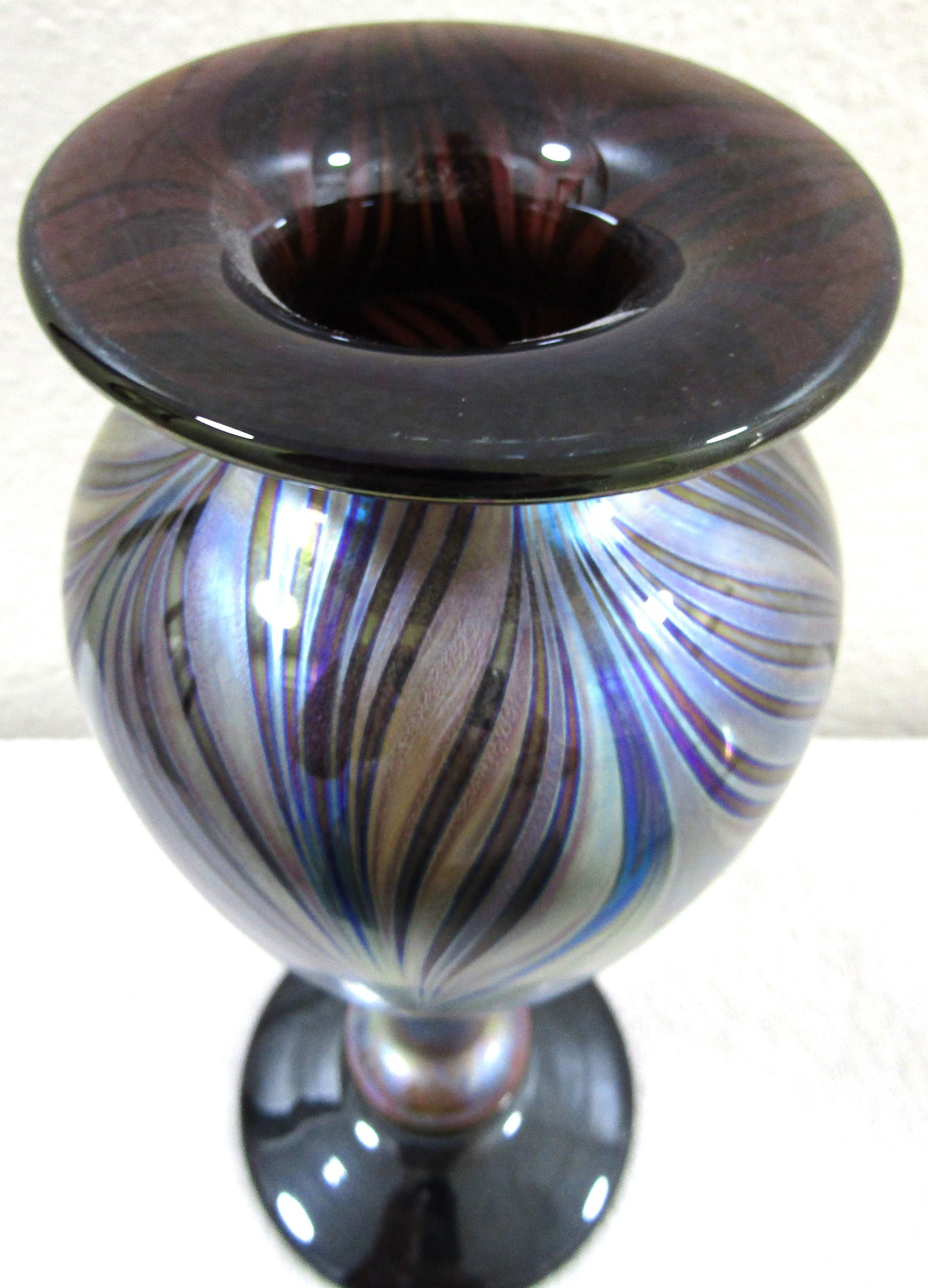 Vintage Original Chris Heilman Athens Art Glass Vase Hand Made Signed 1979 - 7