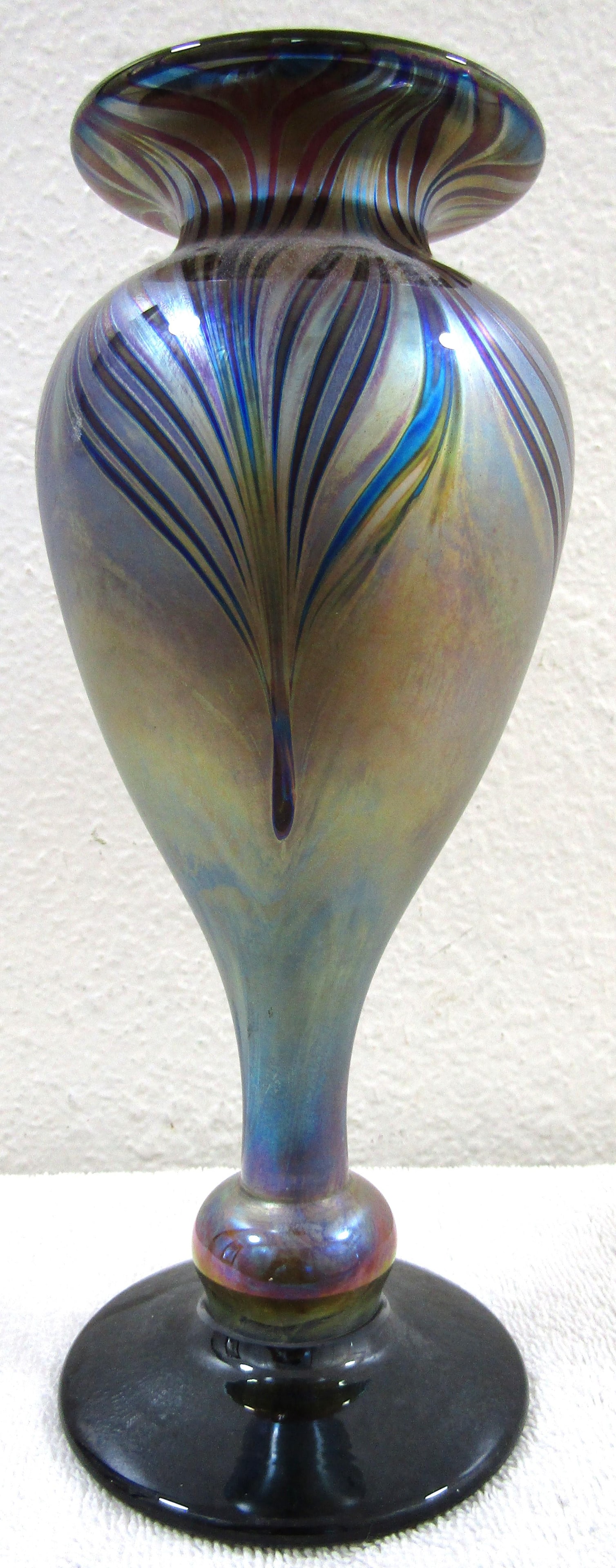 Vintage Original Chris Heilman Athens Art Glass Vase Hand Made Signed 1979 - 8