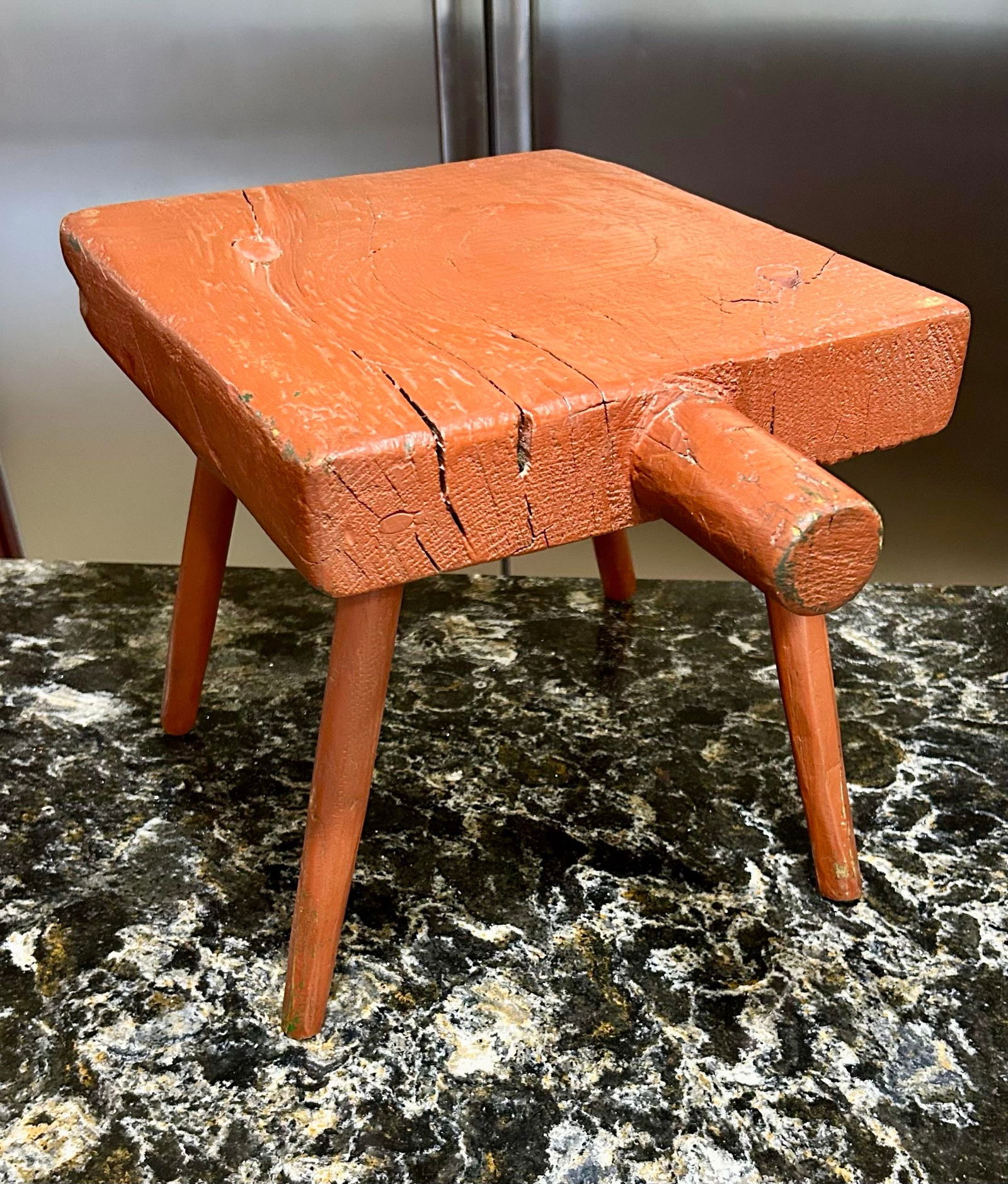 Early 19th Century Rustic, Primitive, 4-Legged Milking Stool - 8