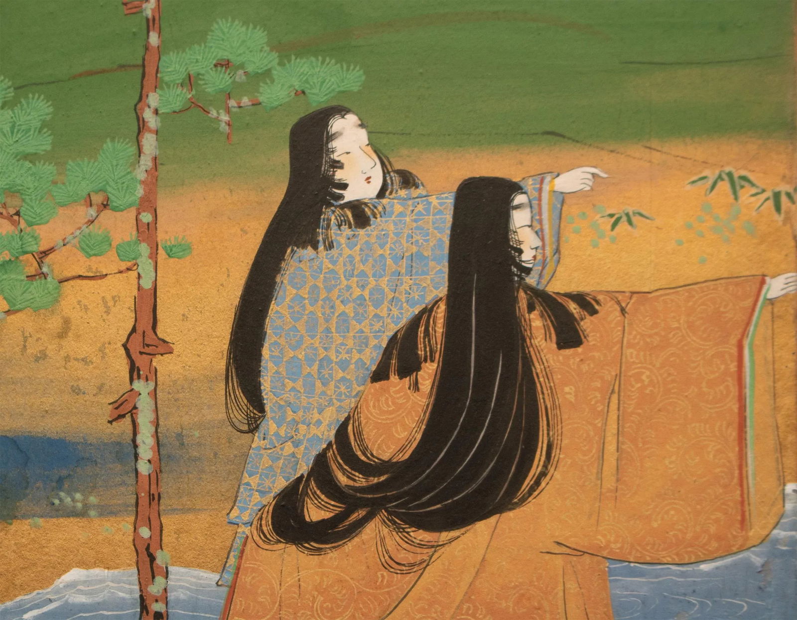 C. 1900-1920s Meiji to Taisho Era Japanese Small 6-Panel Byobu Screen - 5