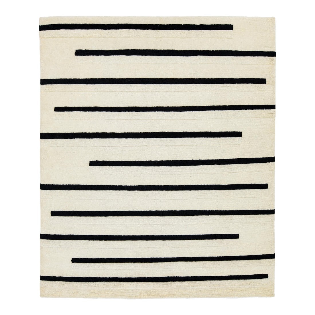 Modern Ivory Moroccan Style Wool Rug With Striped Design (1 of 10)