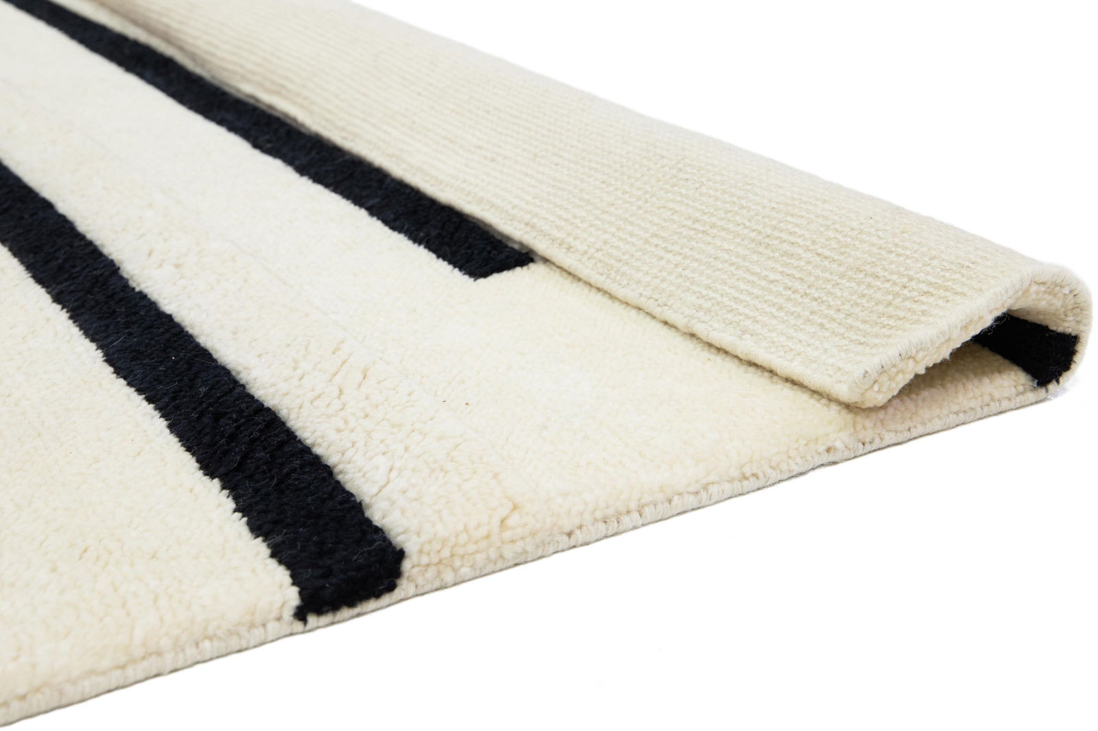 Modern Ivory Moroccan Style Wool Rug With Striped Design - 4