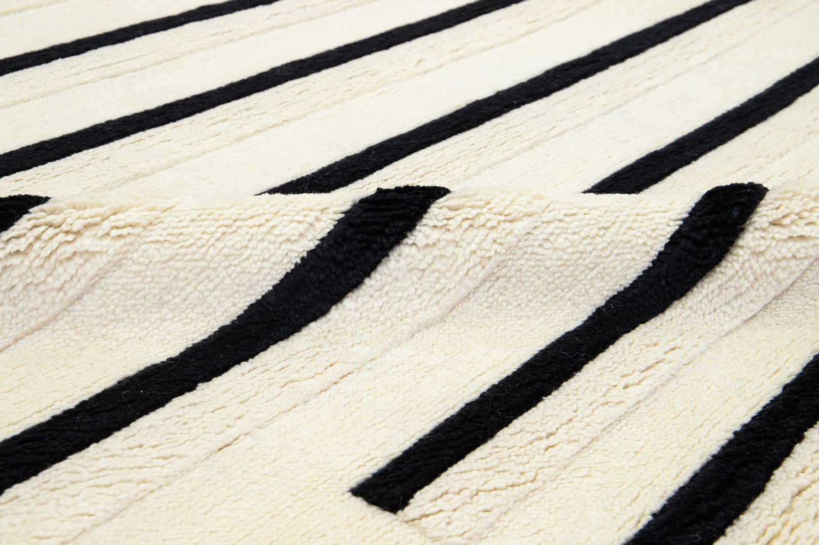 Modern Ivory Moroccan Style Wool Rug With Striped Design - 6
