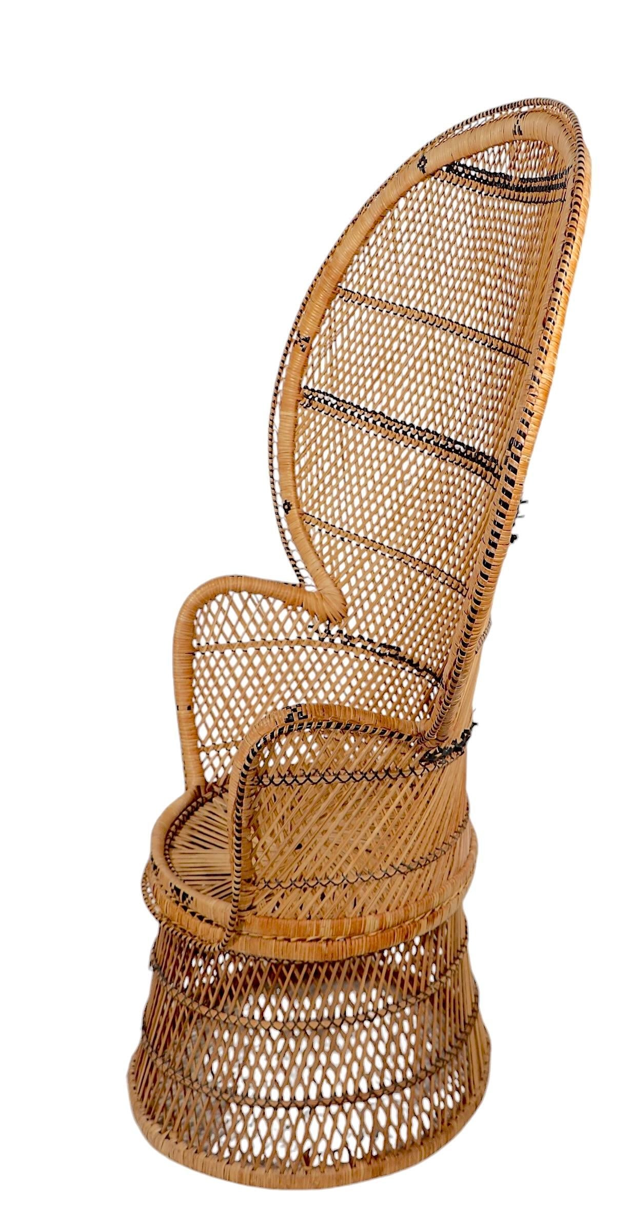 Vintage Wicker Emanuelle Peacock Chair - 7