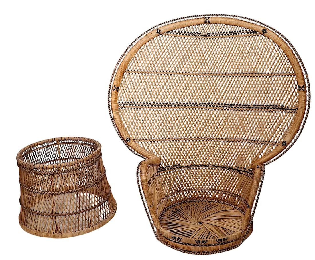 Vintage Wicker Emanuelle Peacock Chair - 9