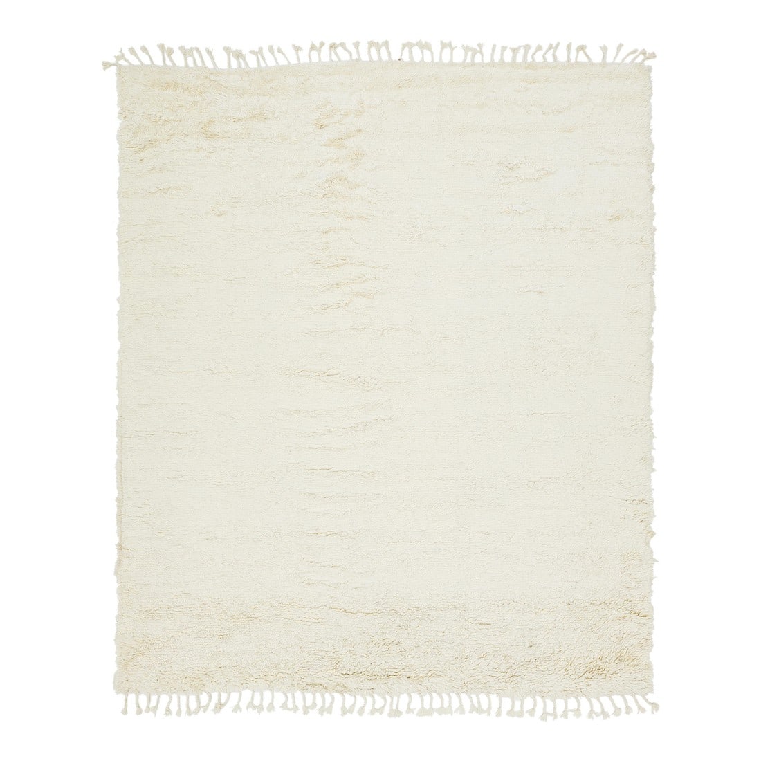 Modern Organic Moroccan Style Wool Rug With Solid Ivory Color (1 of 10)