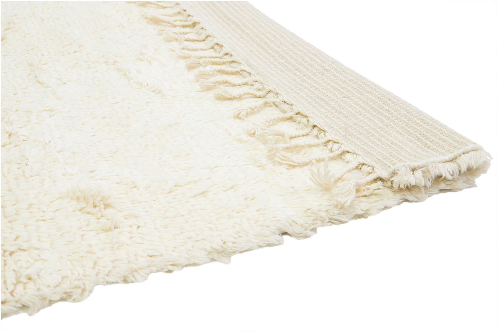 Modern Organic Moroccan Style Wool Rug With Solid Ivory Color - 4