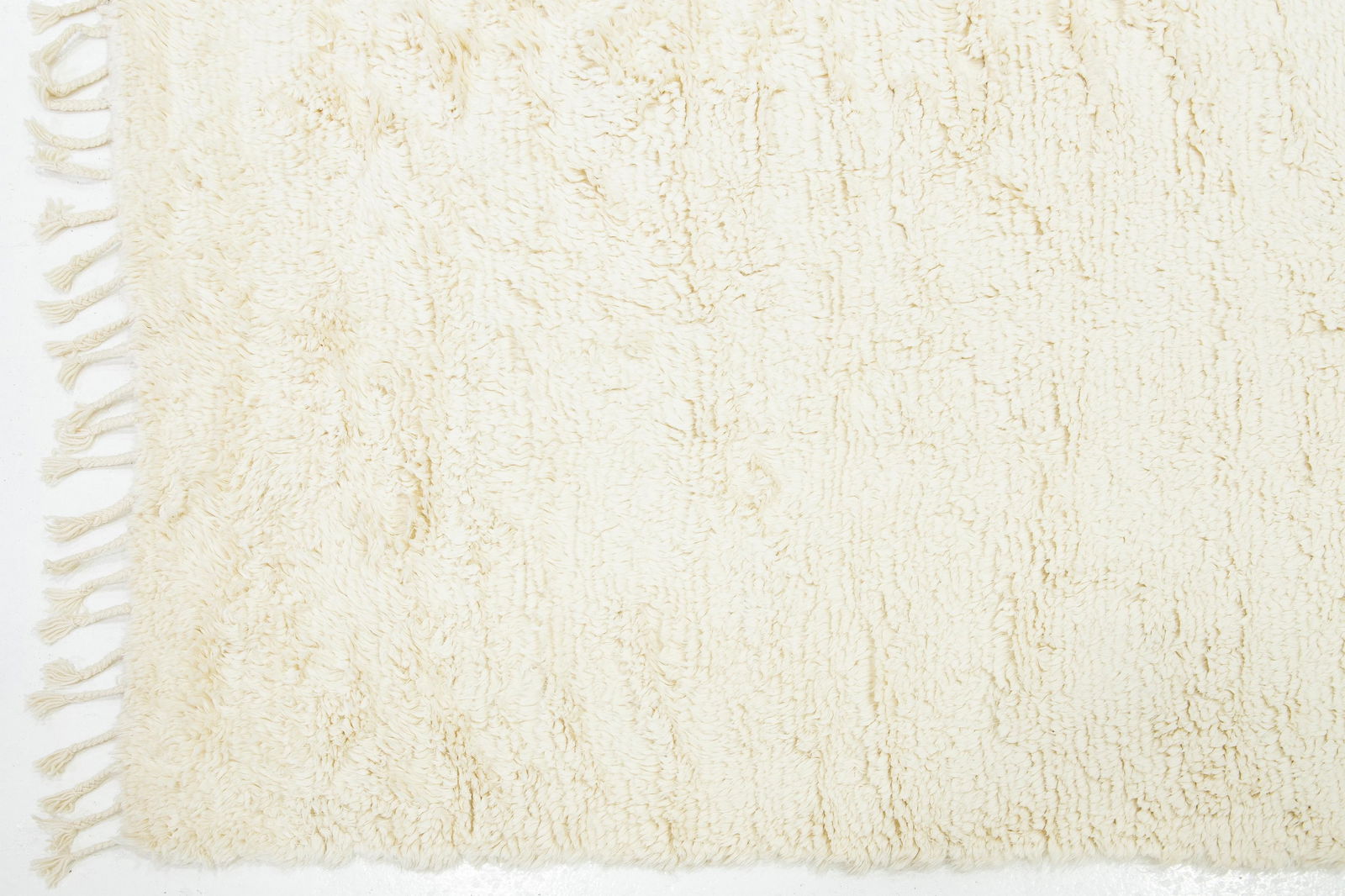 Modern Organic Moroccan Style Wool Rug With Solid Ivory Color - 7