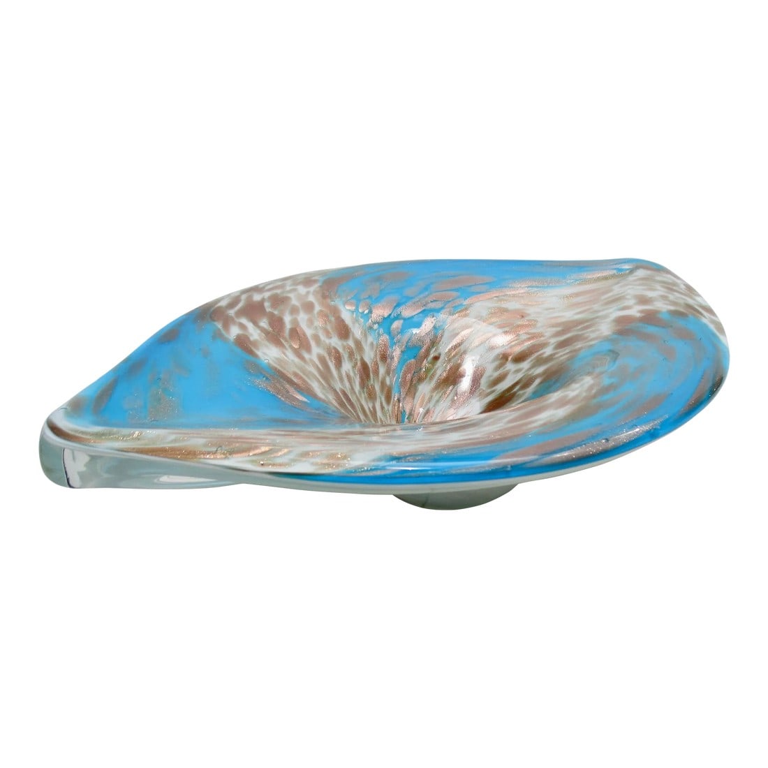 Vintage Murano Center Bowl Blue & Gold 60s (1 of 4)