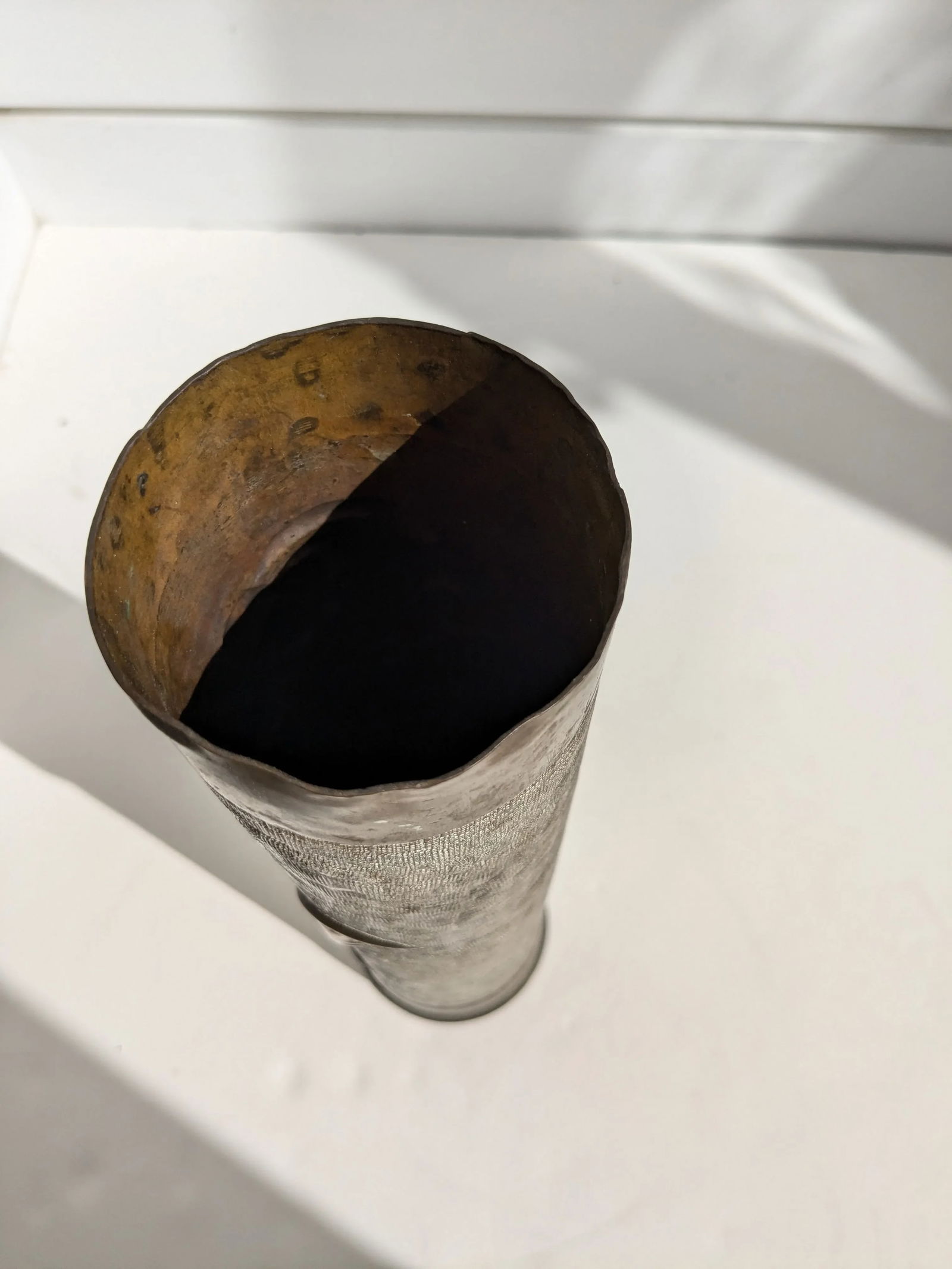 Mid 20th Century WII Trench Art Floral Shell Vase - 2