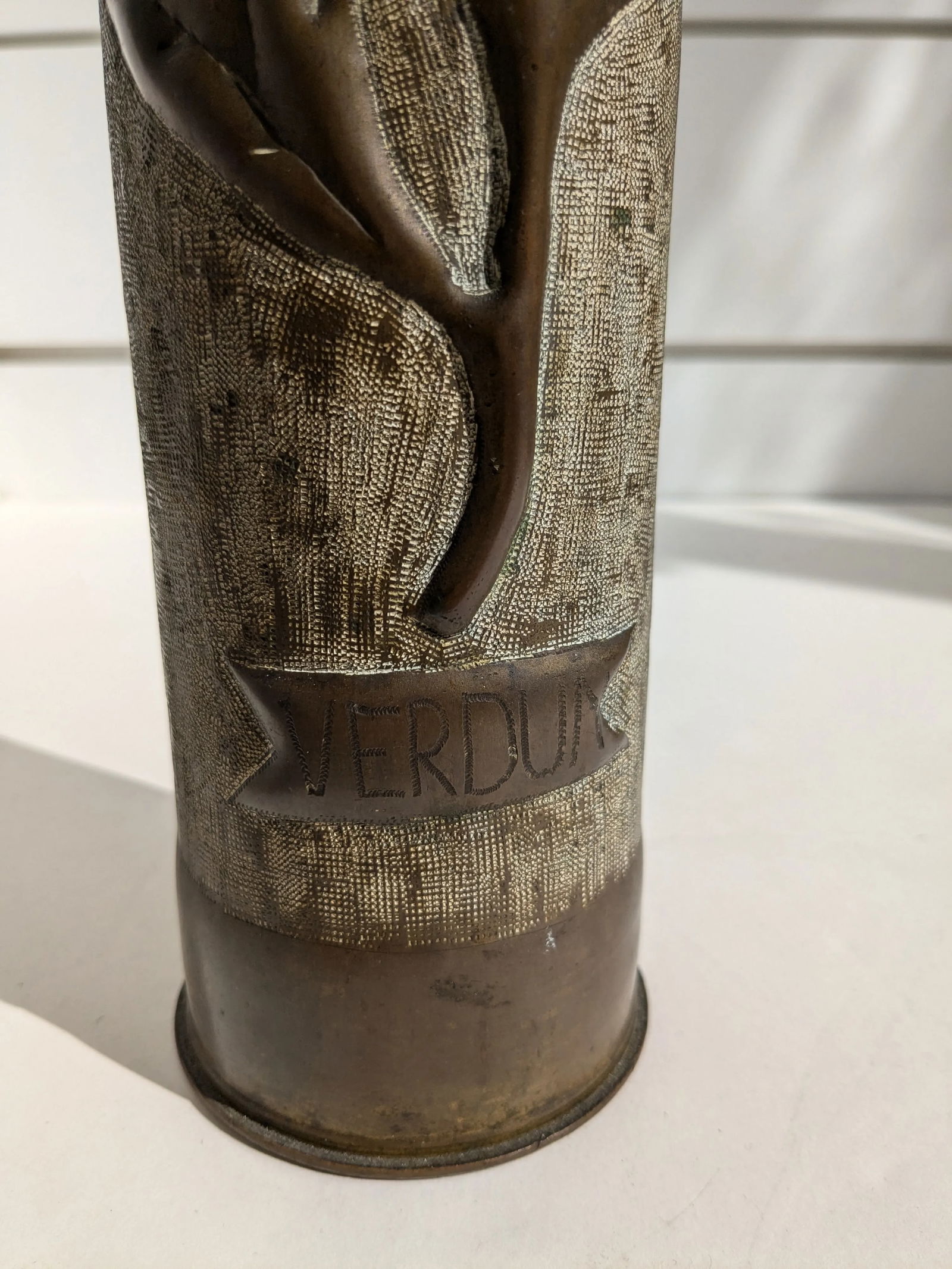 Mid 20th Century WII Trench Art Floral Shell Vase - 4