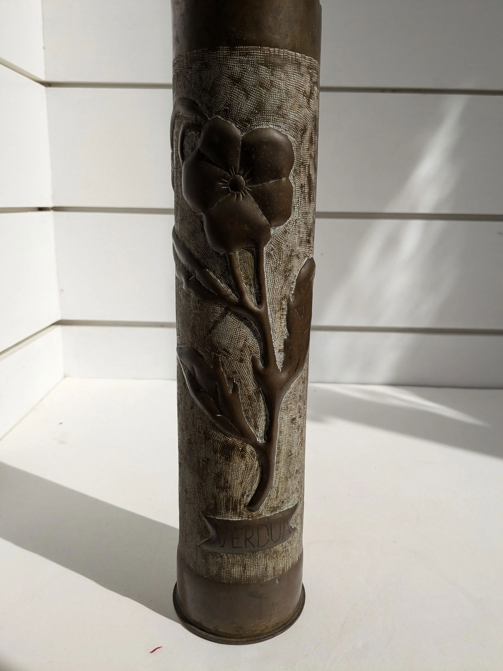 Mid 20th Century WII Trench Art Floral Shell Vase - 6