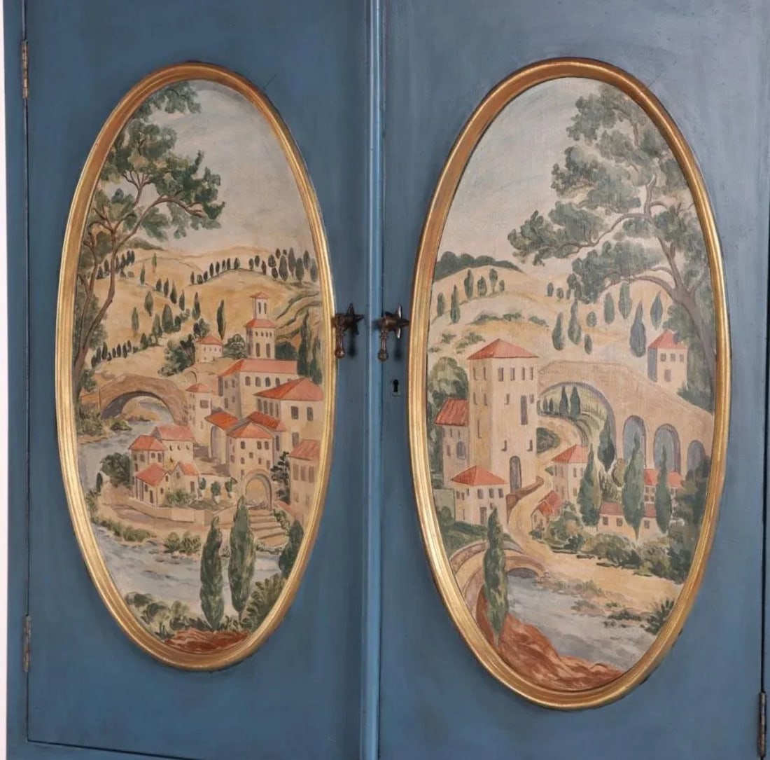 1930s Tall Blue Italian Tuscan Themed Bar Cabinet - 6